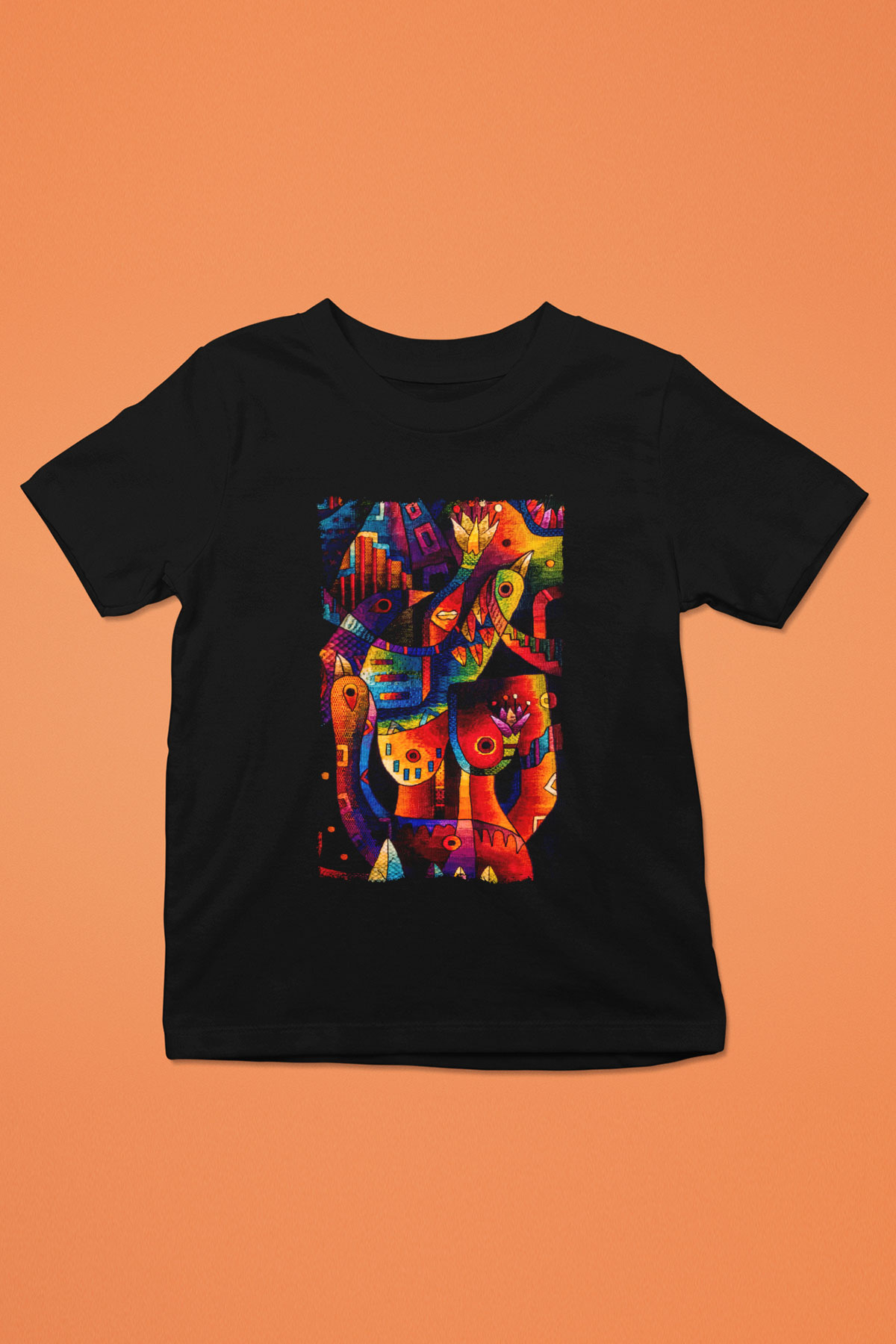 Kanaviçe Siyah Unisex Çocuk Tişört