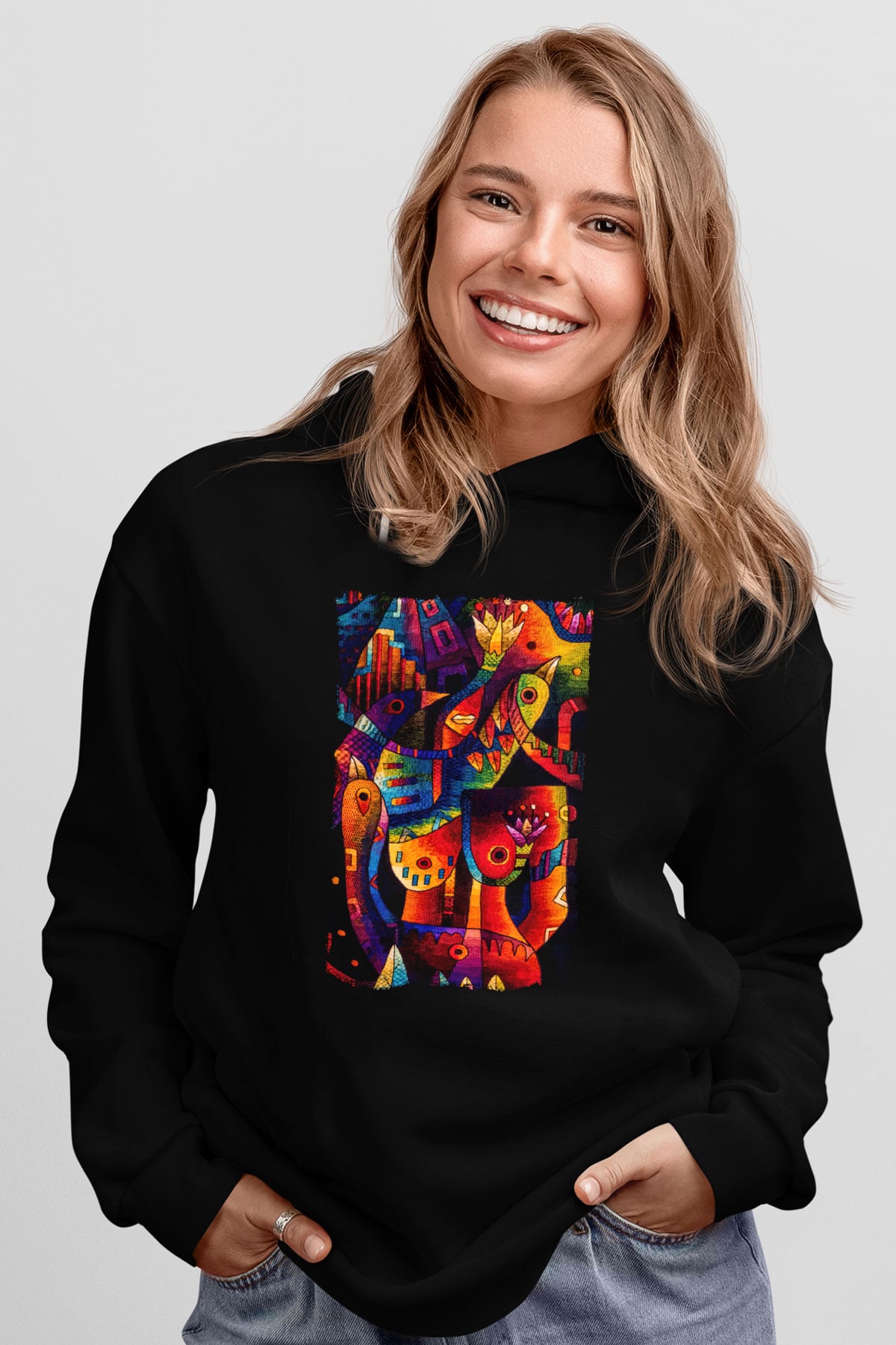 Kanaviçe Siyah Unisex Hoodie