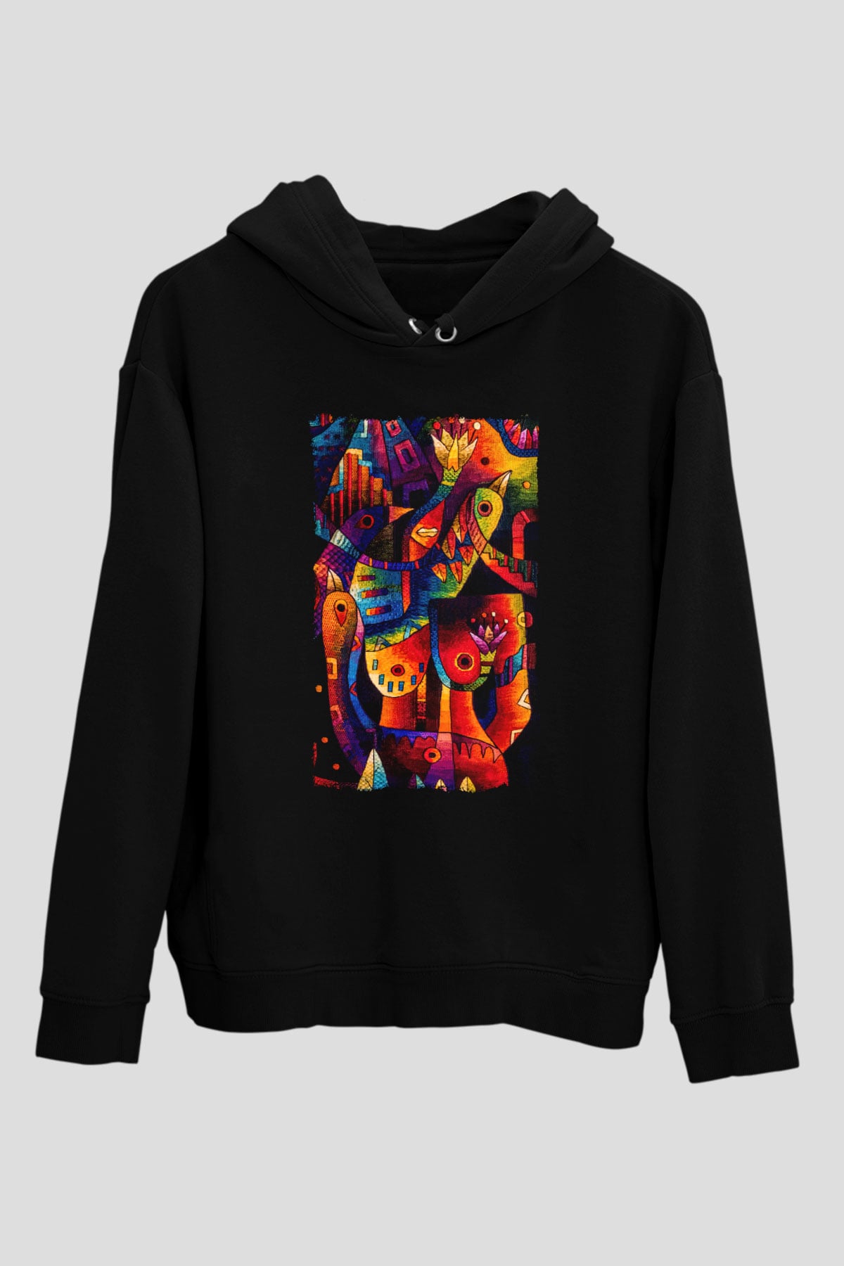 Kanaviçe Siyah Unisex Hoodie
