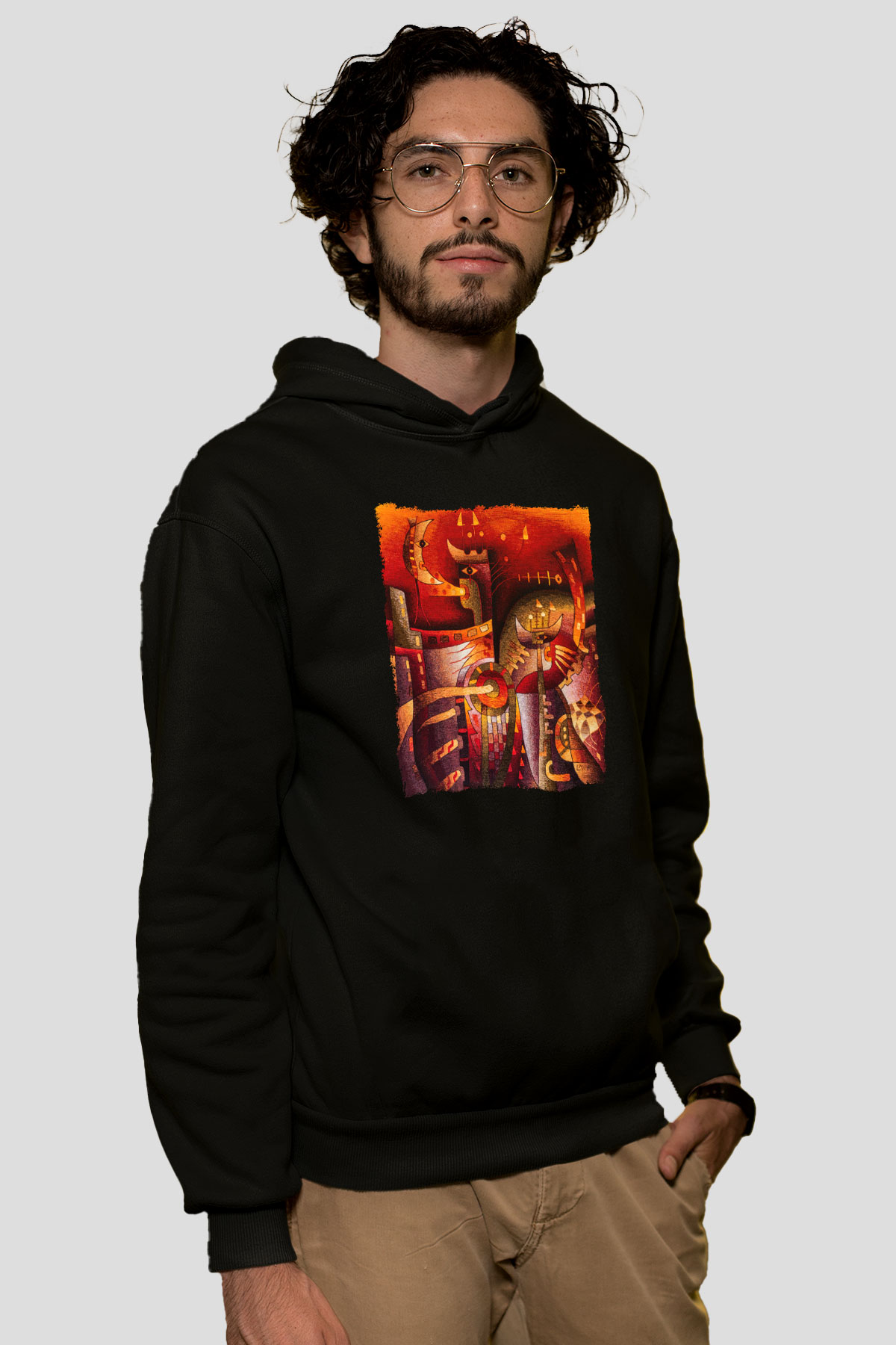 Kanaviçe Siyah Unisex Hoodie