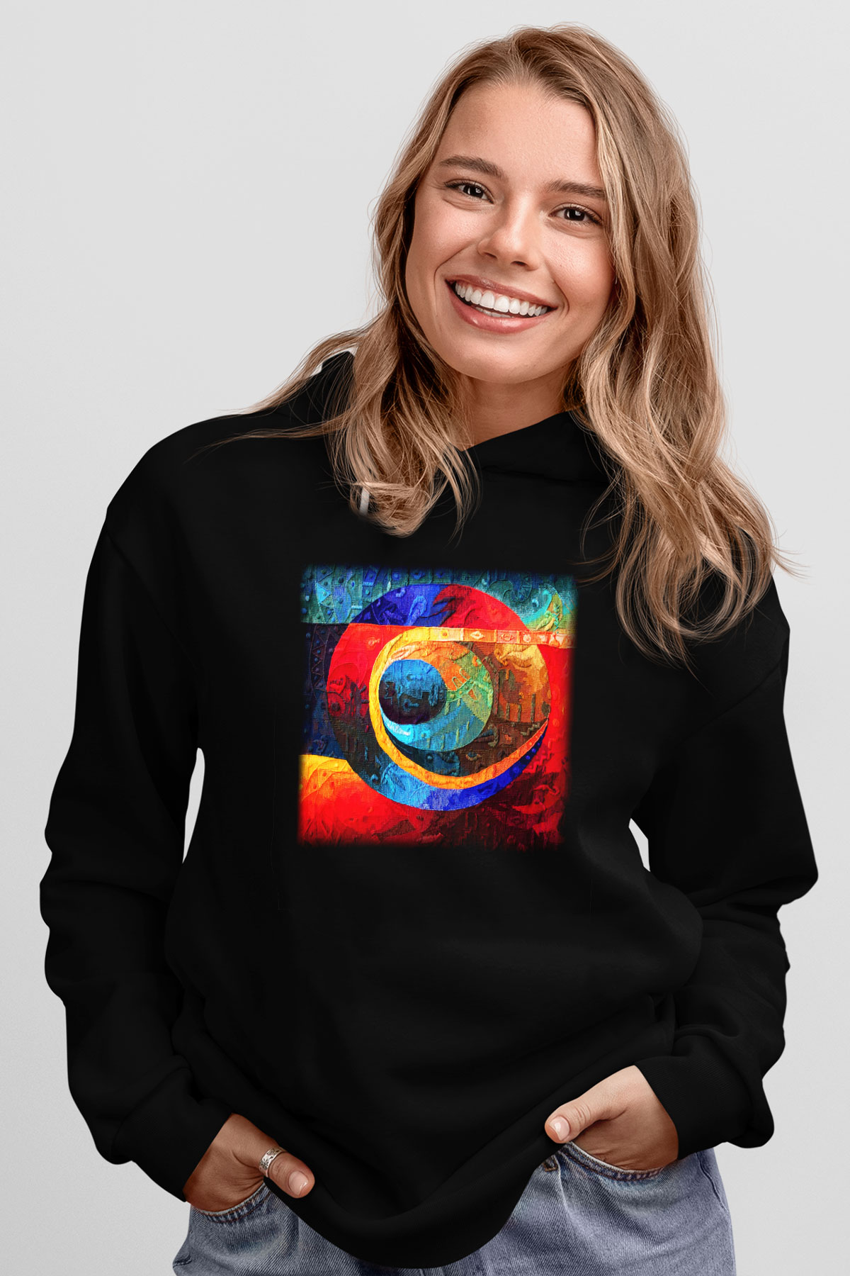 Kanaviçe Siyah Unisex Hoodie