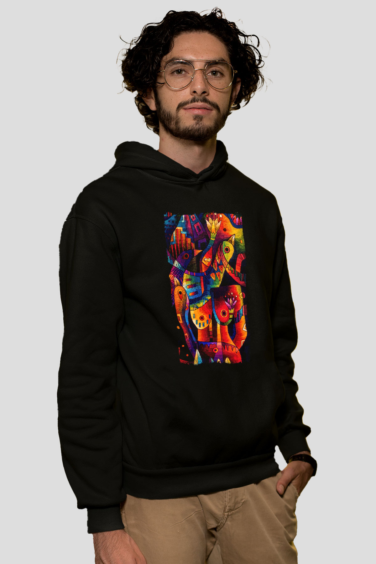 Kanaviçe Siyah Unisex Hoodie