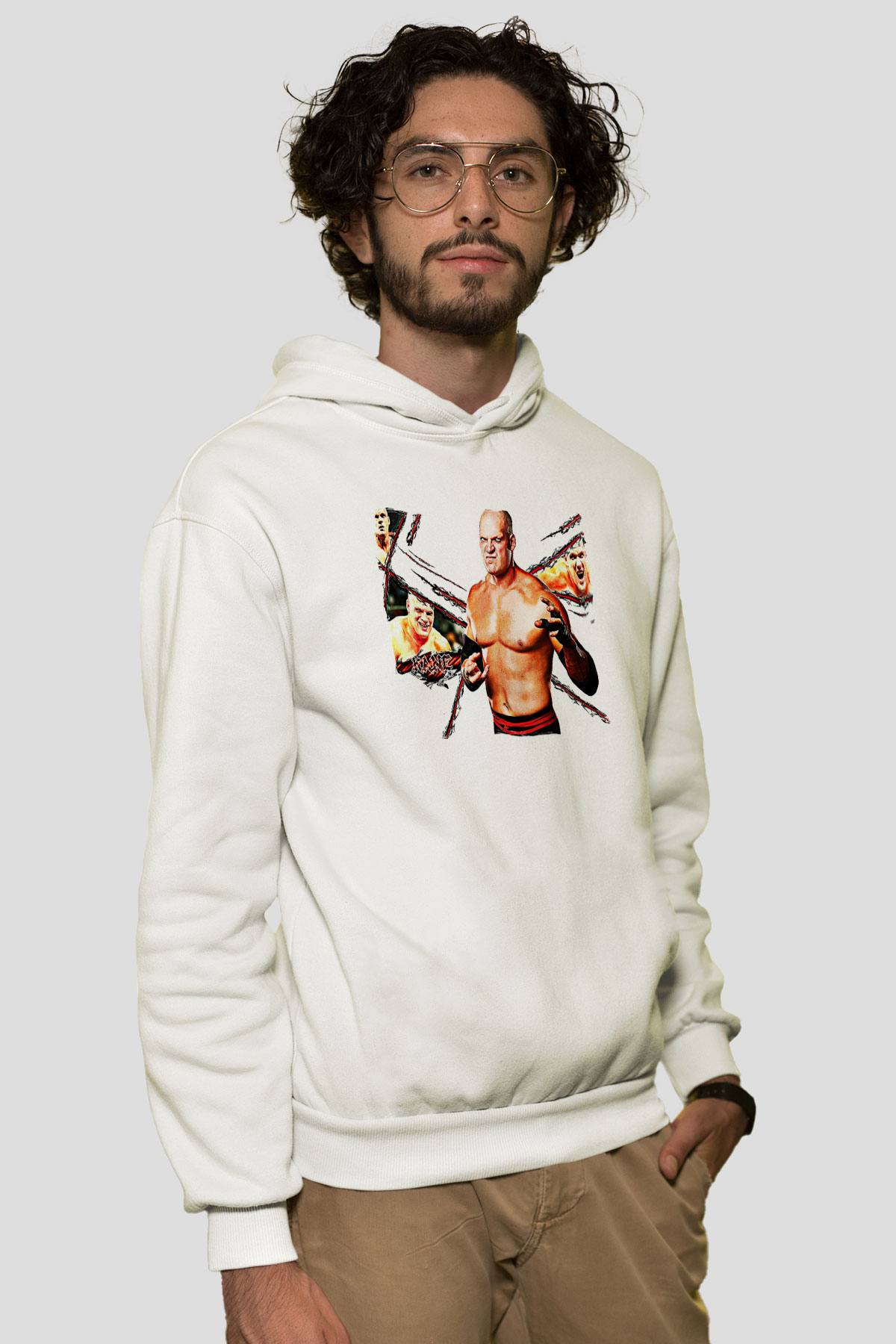 Kane Baskılı Beyaz Unisex Hoodie