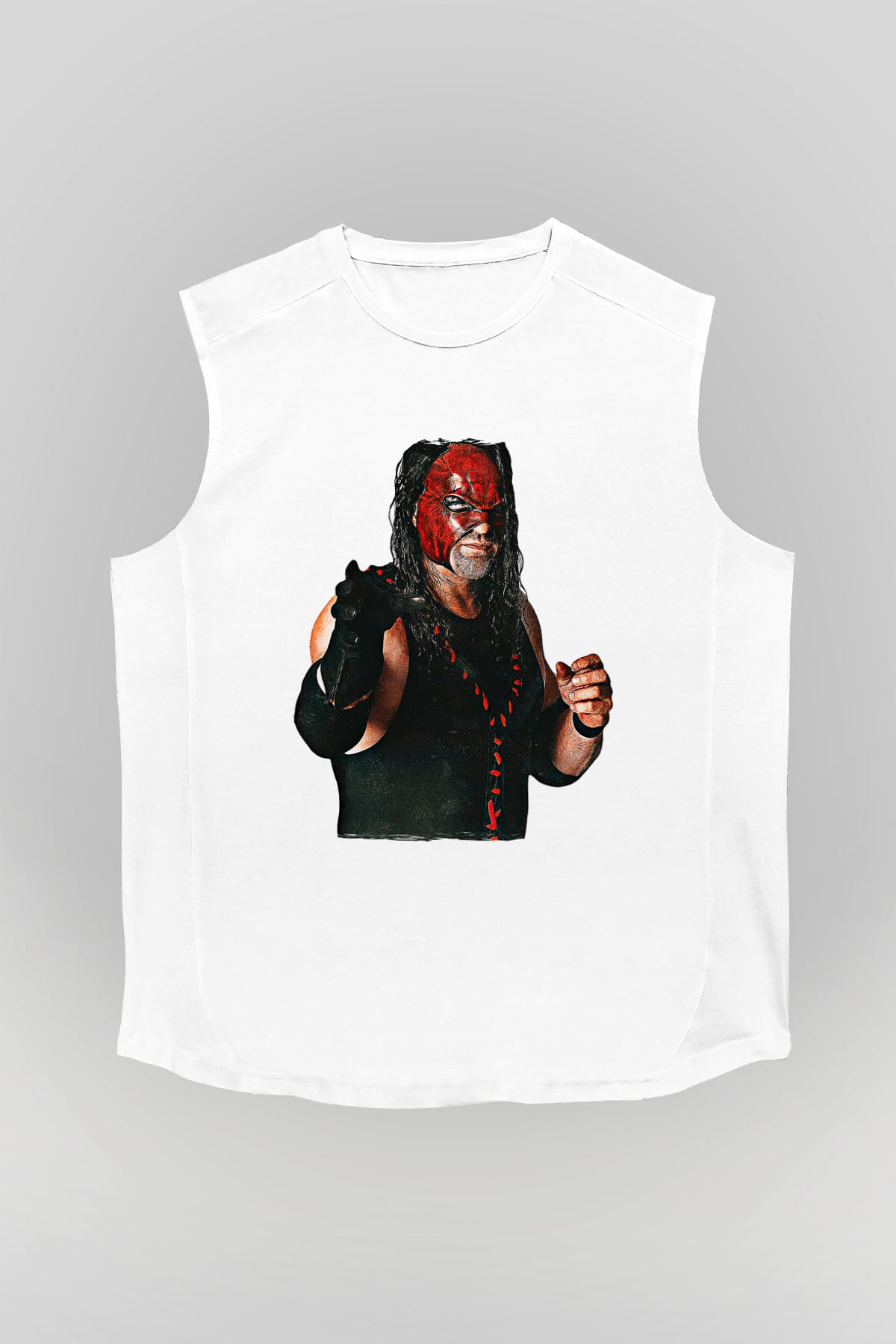 Kane Baskılı Beyaz Unisex Kolsuz Tişört - Tshirt