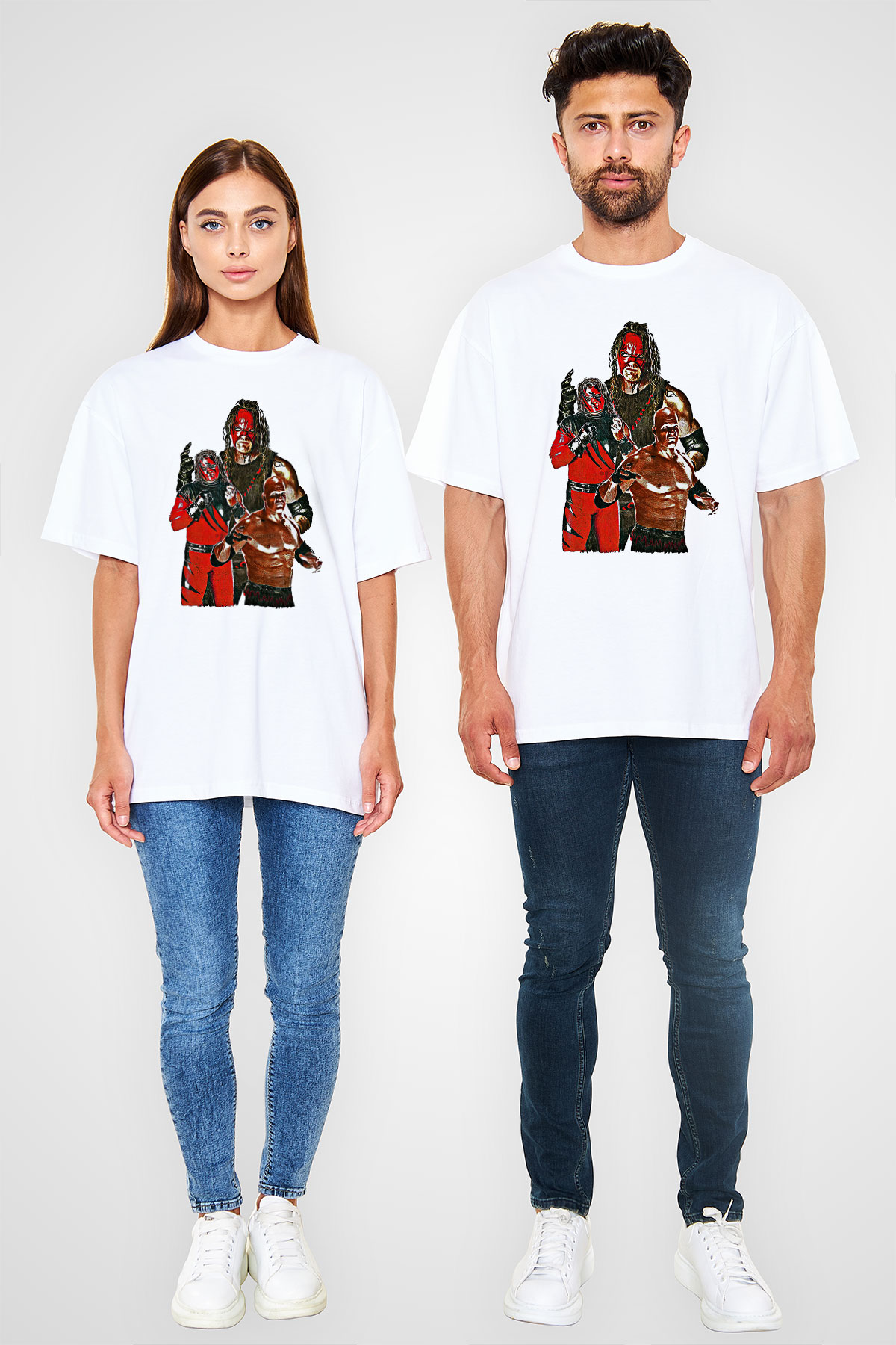 Kane Baskılı Beyaz Unisex Oversize Tişört - Tshirt