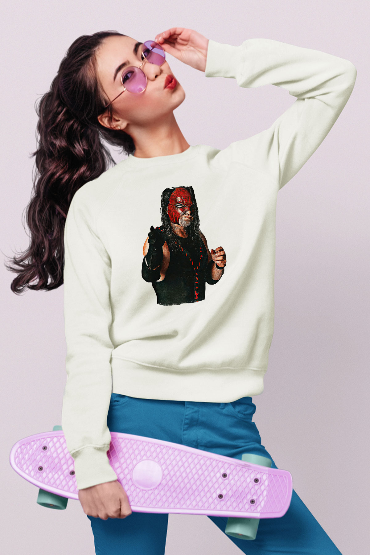 Kane Baskılı Beyaz Unisex Sweatshirt