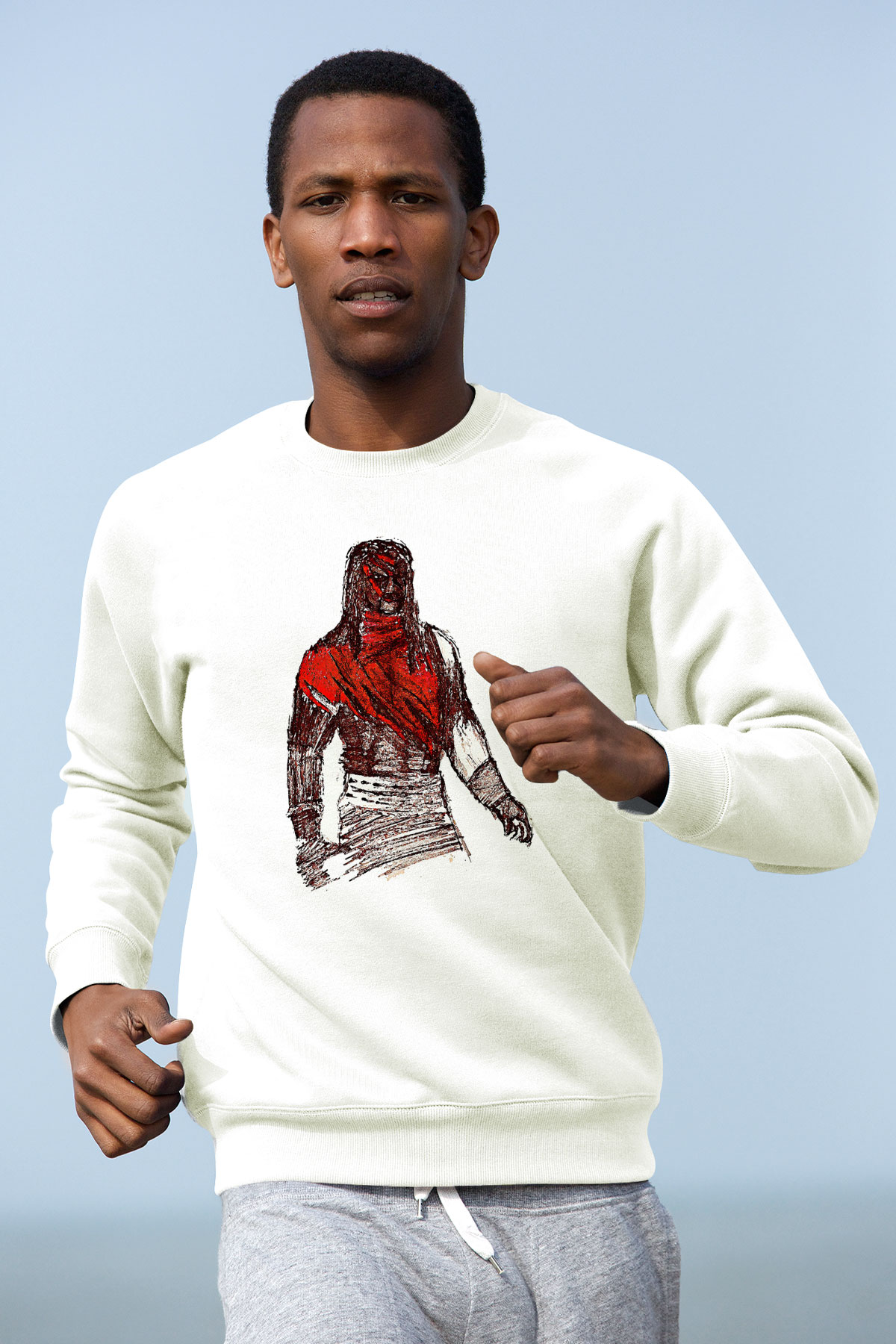 Kane Baskılı Beyaz Unisex Sweatshirt
