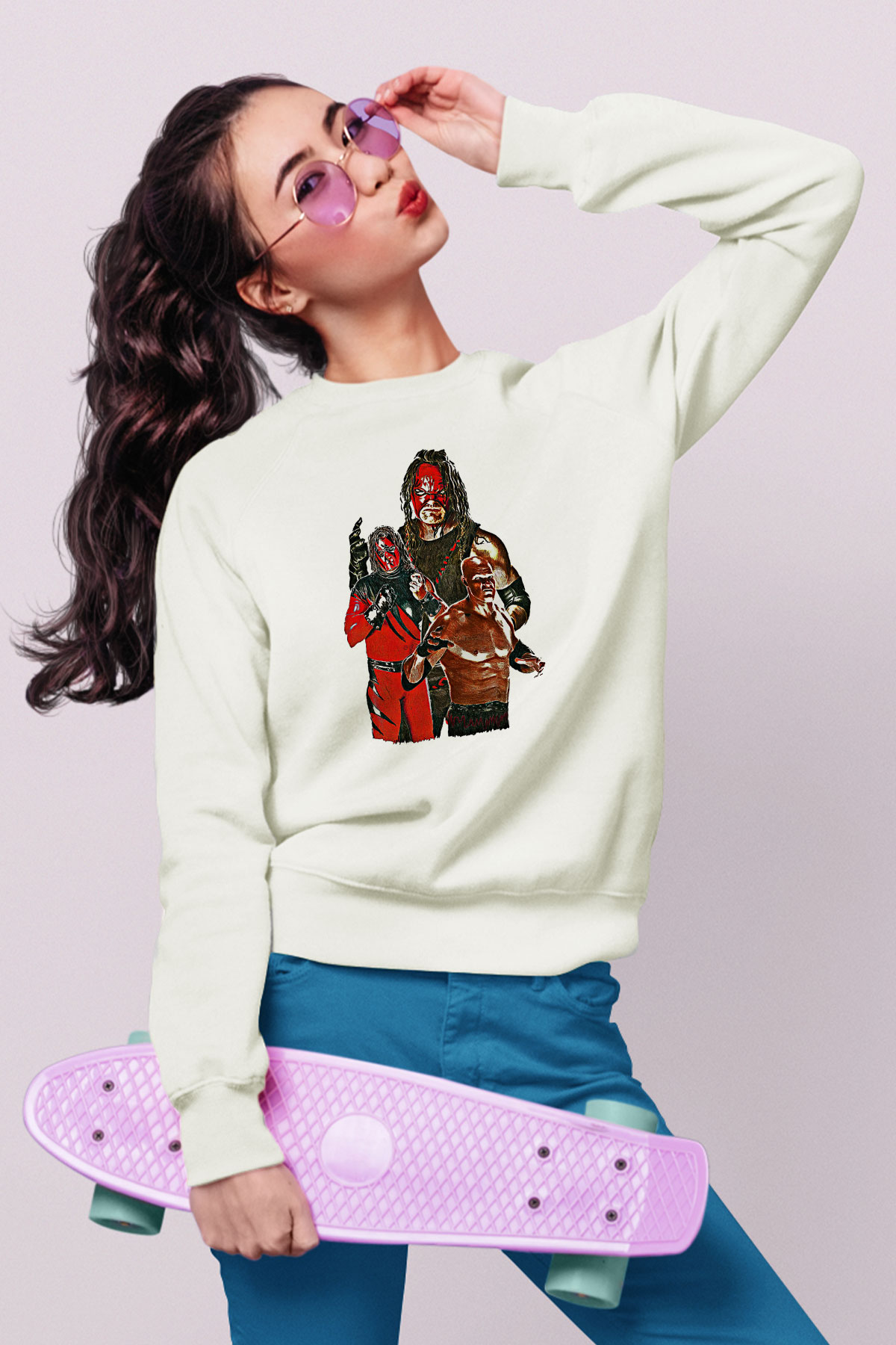 Kane Baskılı Beyaz Unisex Sweatshirt
