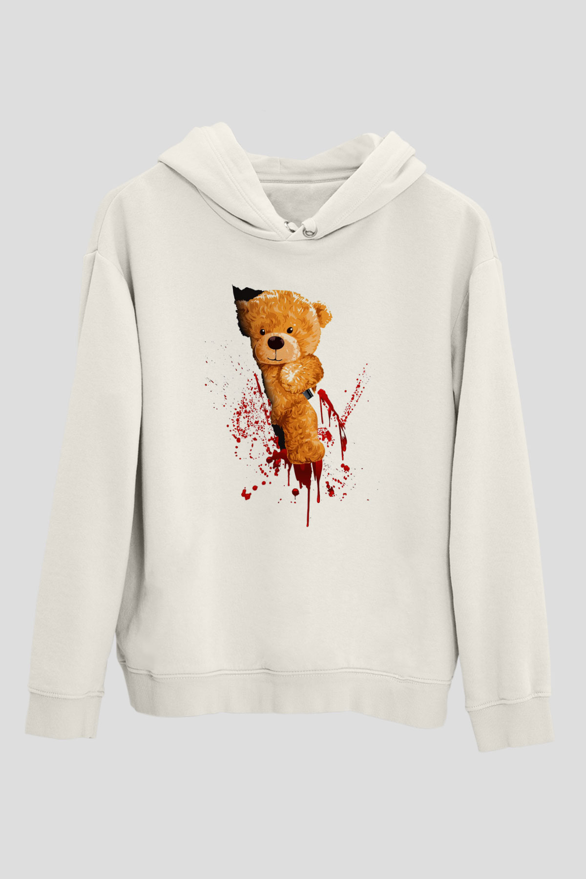 Kanlı Teddy TemalıBeyaz  Unisex Hoodie