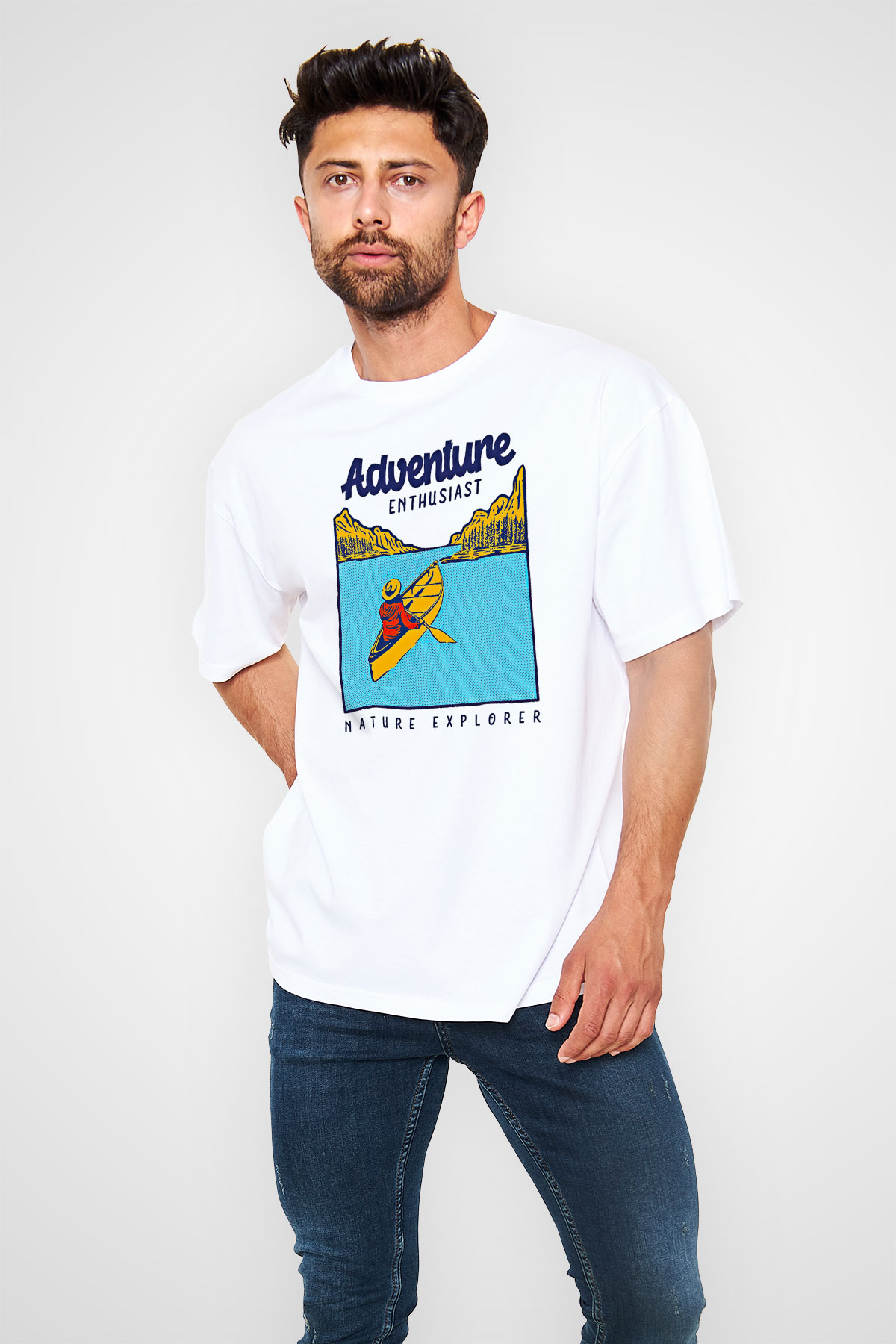 Kano Baskılı Unisex Beyaz Oversize Tişört - Tshirt