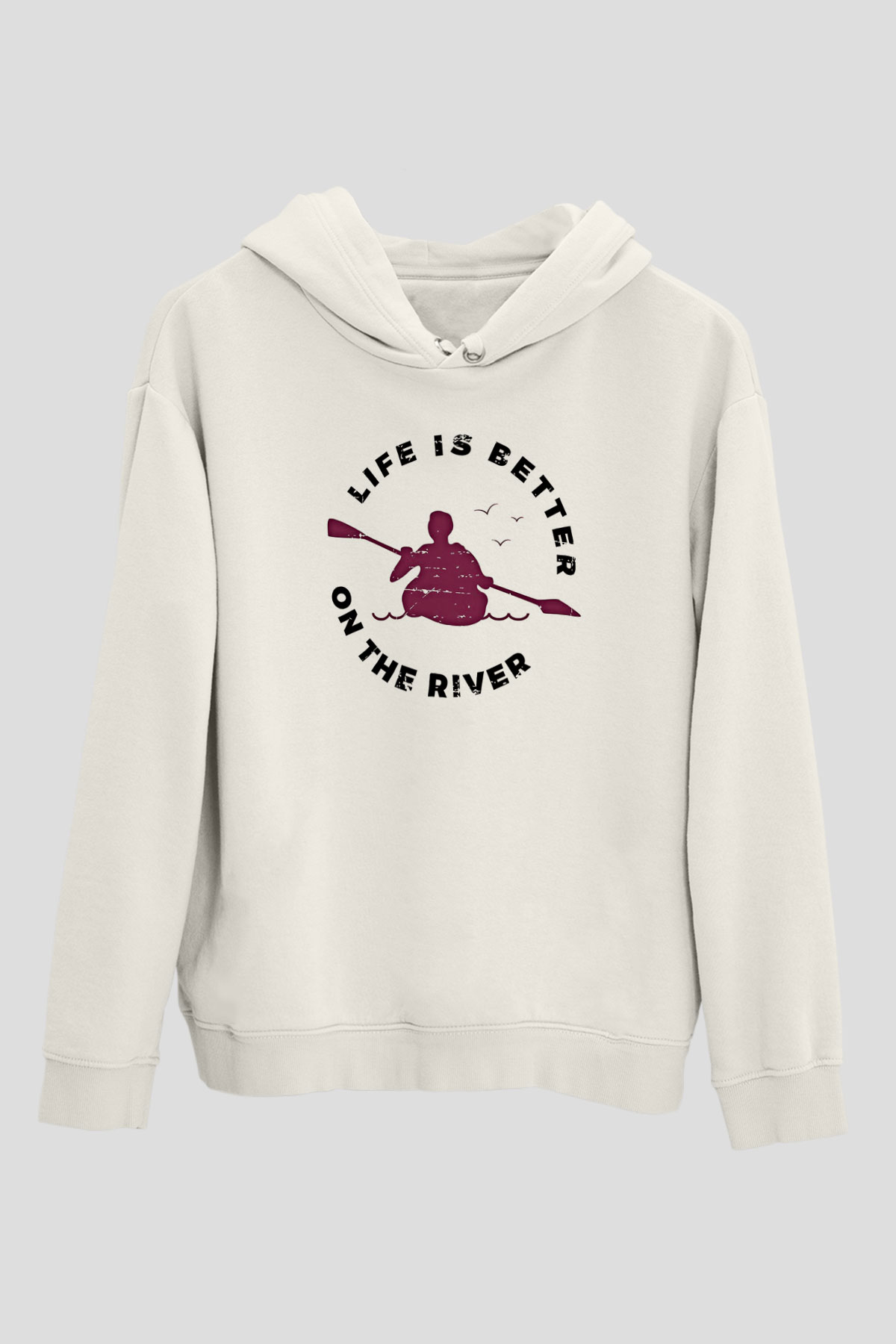 Kano Baskılı Unisex Ekru Hoodie