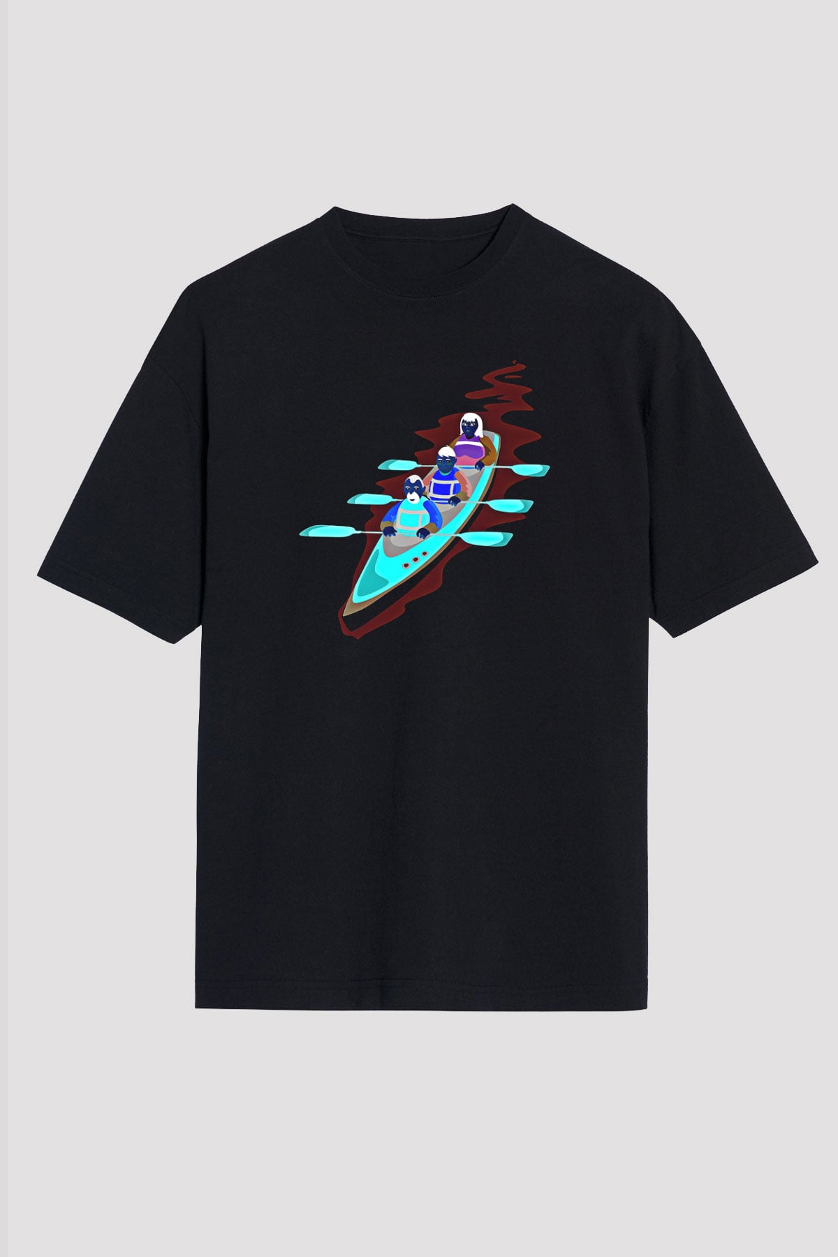 Kano Baskılı Unisex Siyah Oversize Tişört
