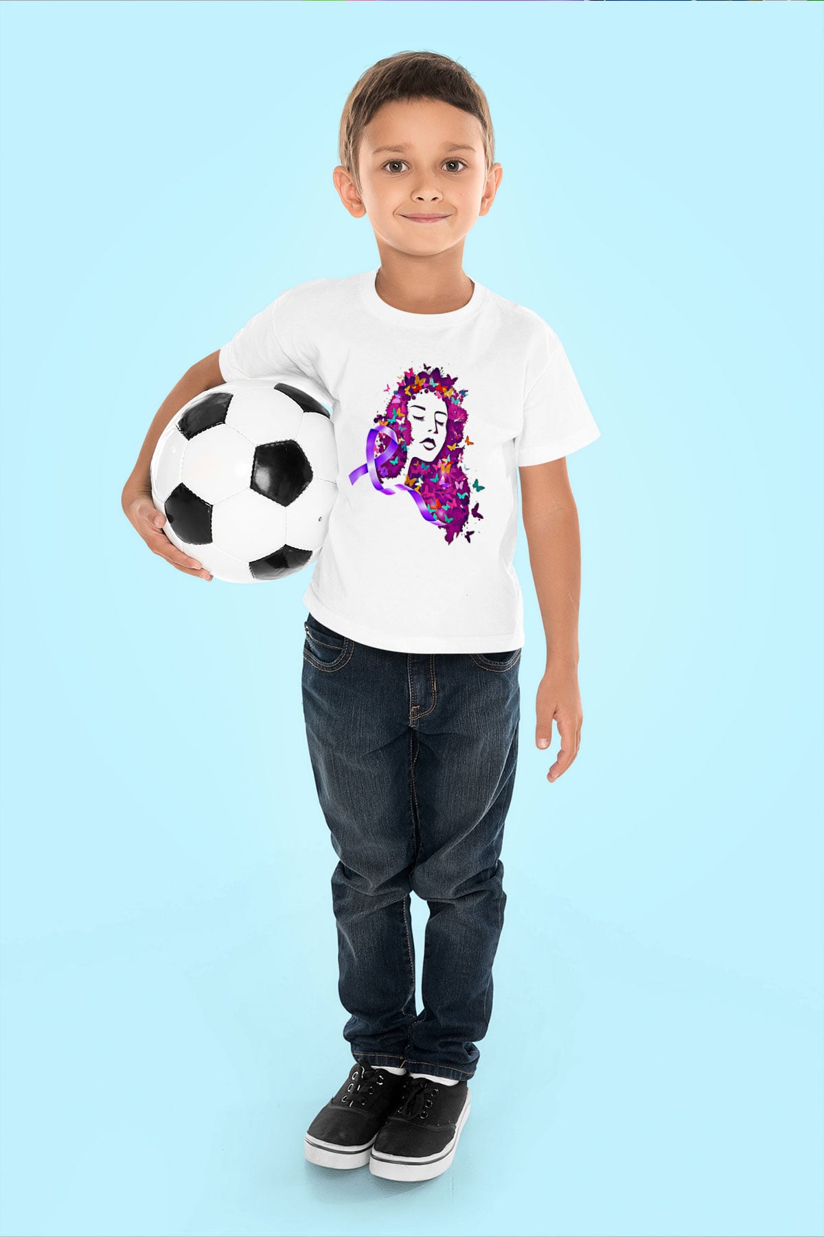 Kanser Günü Baskılı Beyaz Unisex Beyaz Çocuk Tişört - Tshirt