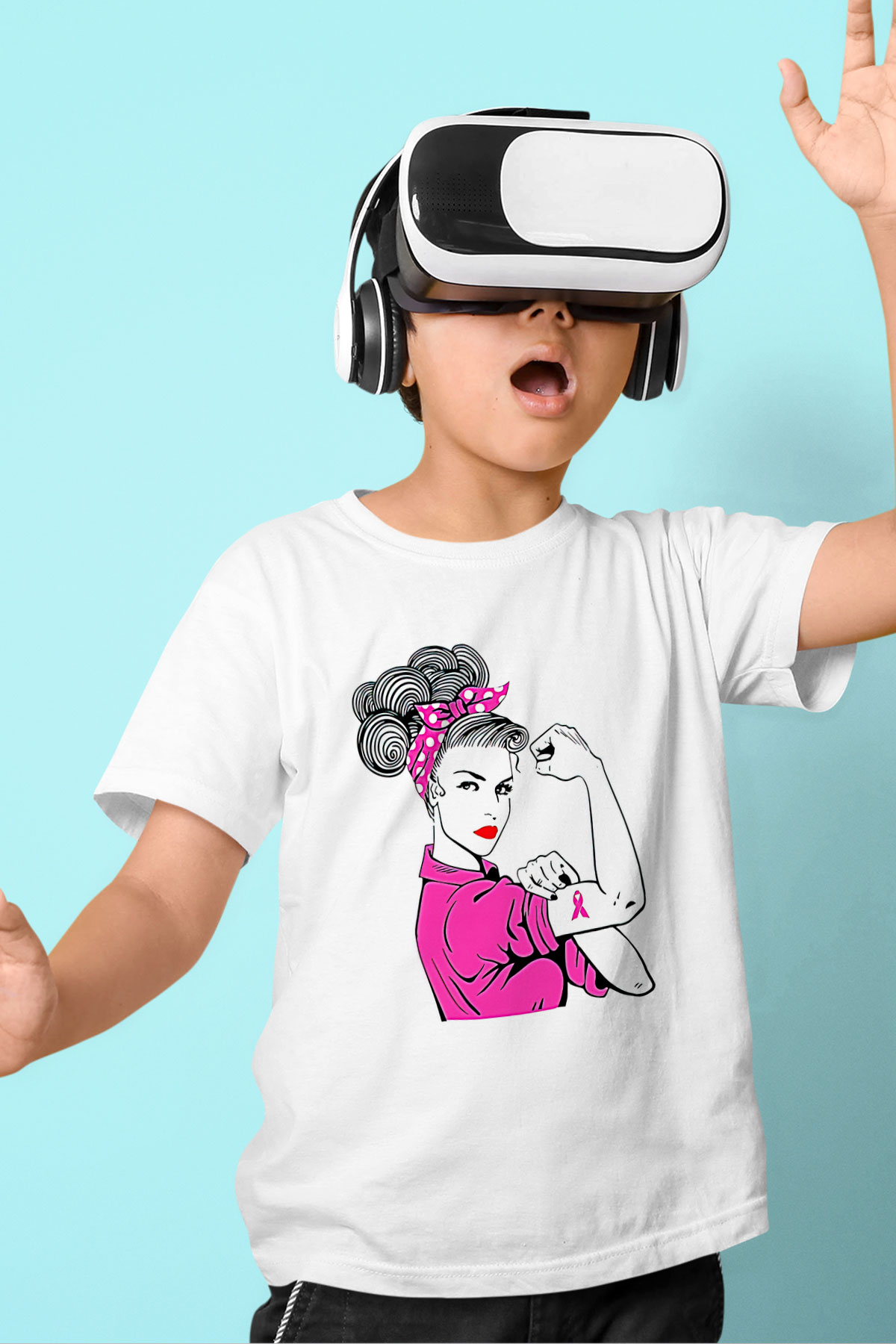 Kanser Günü Baskılı Beyaz Unisex Beyaz Çocuk Tişört - Tshirt