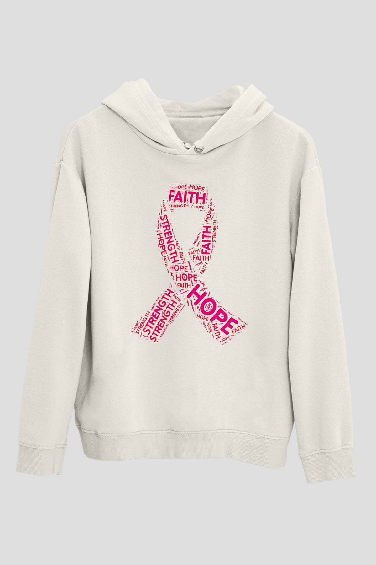 Kanser Günü Baskılı Beyaz Unisex Kapüşonlu Sweatshirt