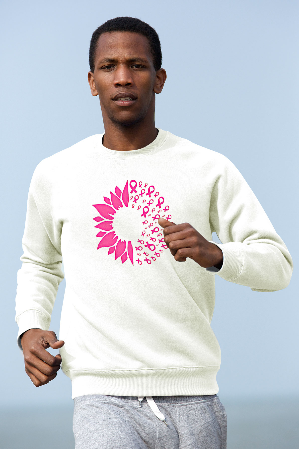 Kanser Günü Baskılı Beyaz Unisex Sweatshirt