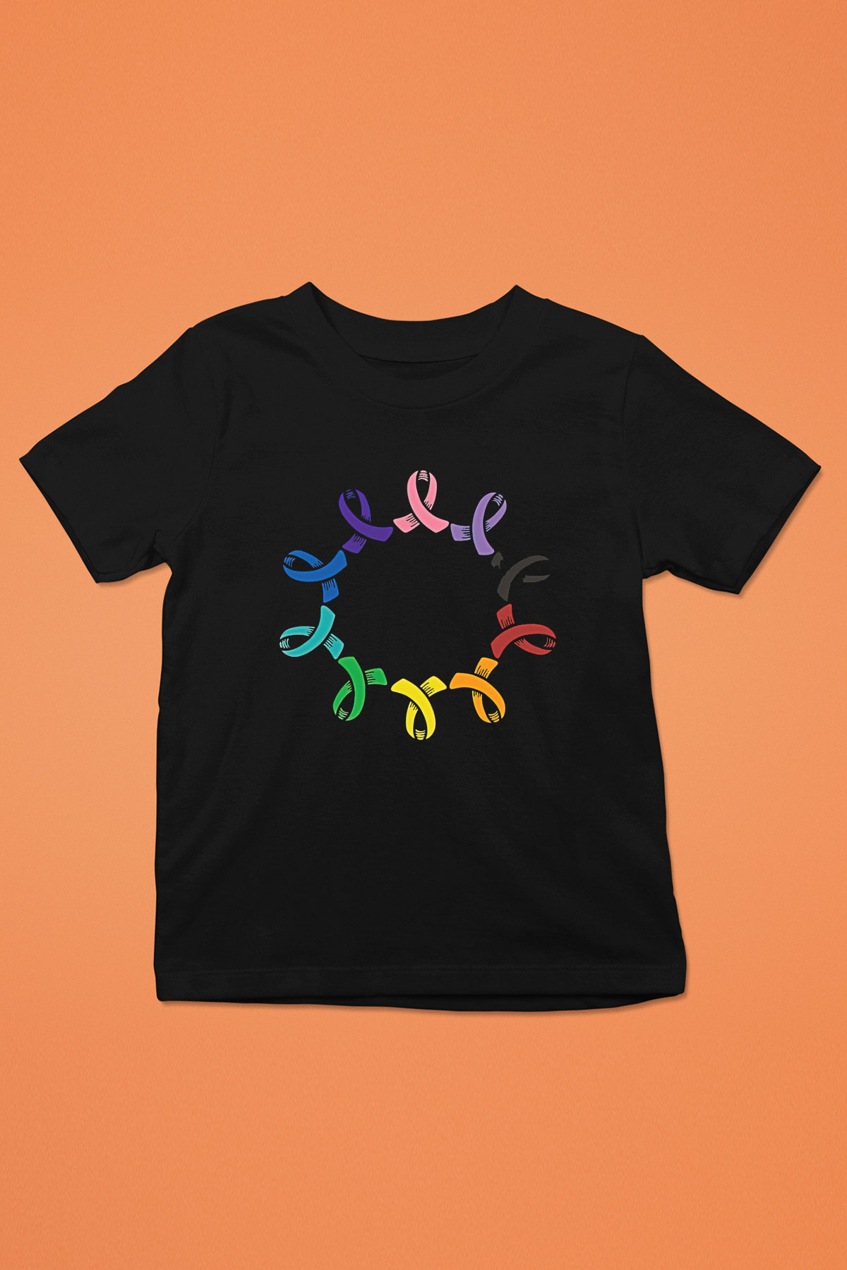 Kanser Günü Baskılı Unisex Siyah Çocuk Tişört - Tshirt