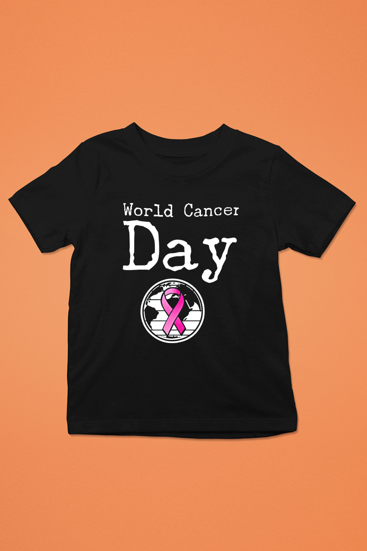 Kanser Günü Baskılı Unisex Siyah Çocuk Tişört - Tshirt