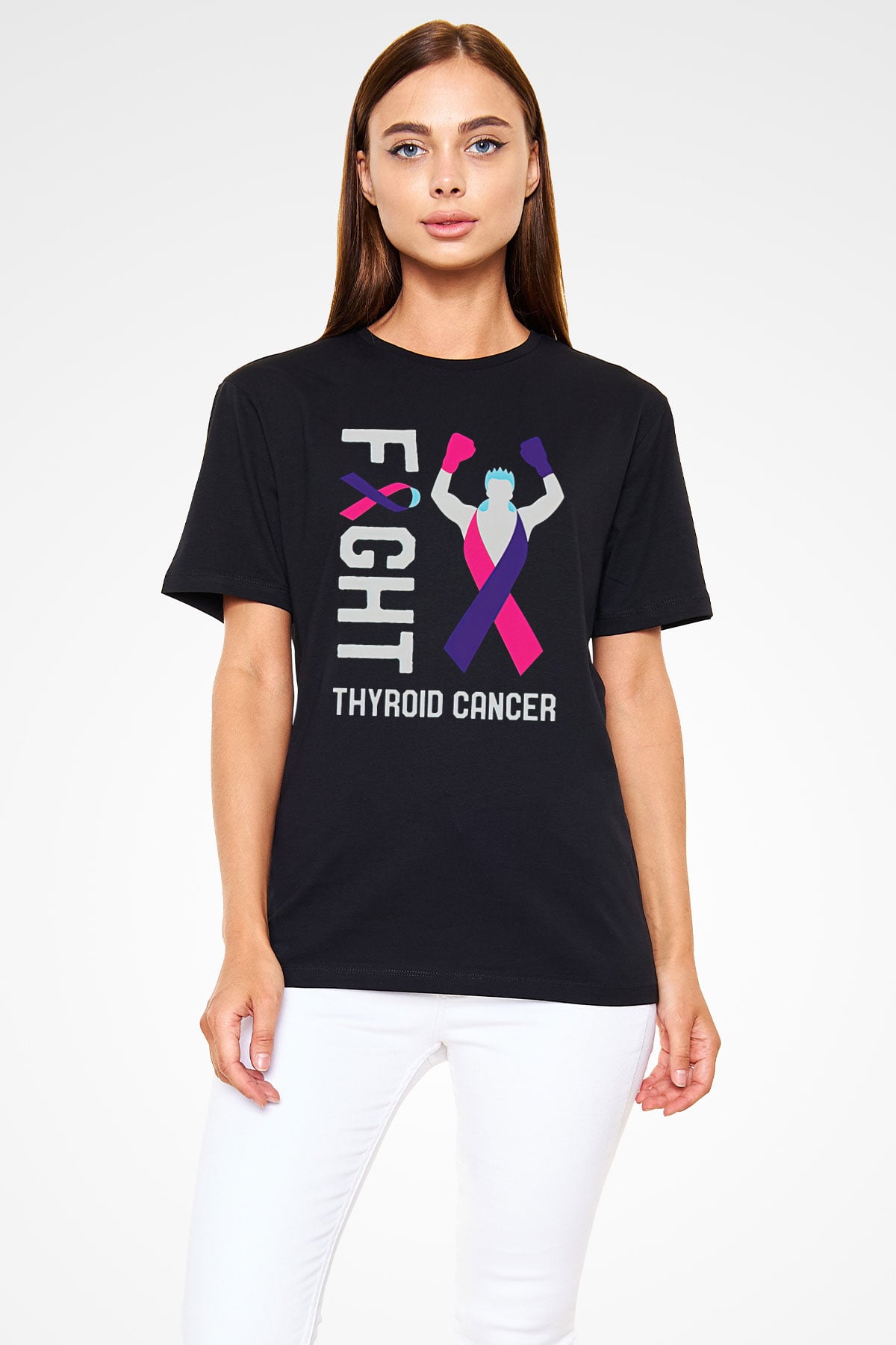 Kanser Günü Baskılı Unisex Siyah Tişört - Tshirt