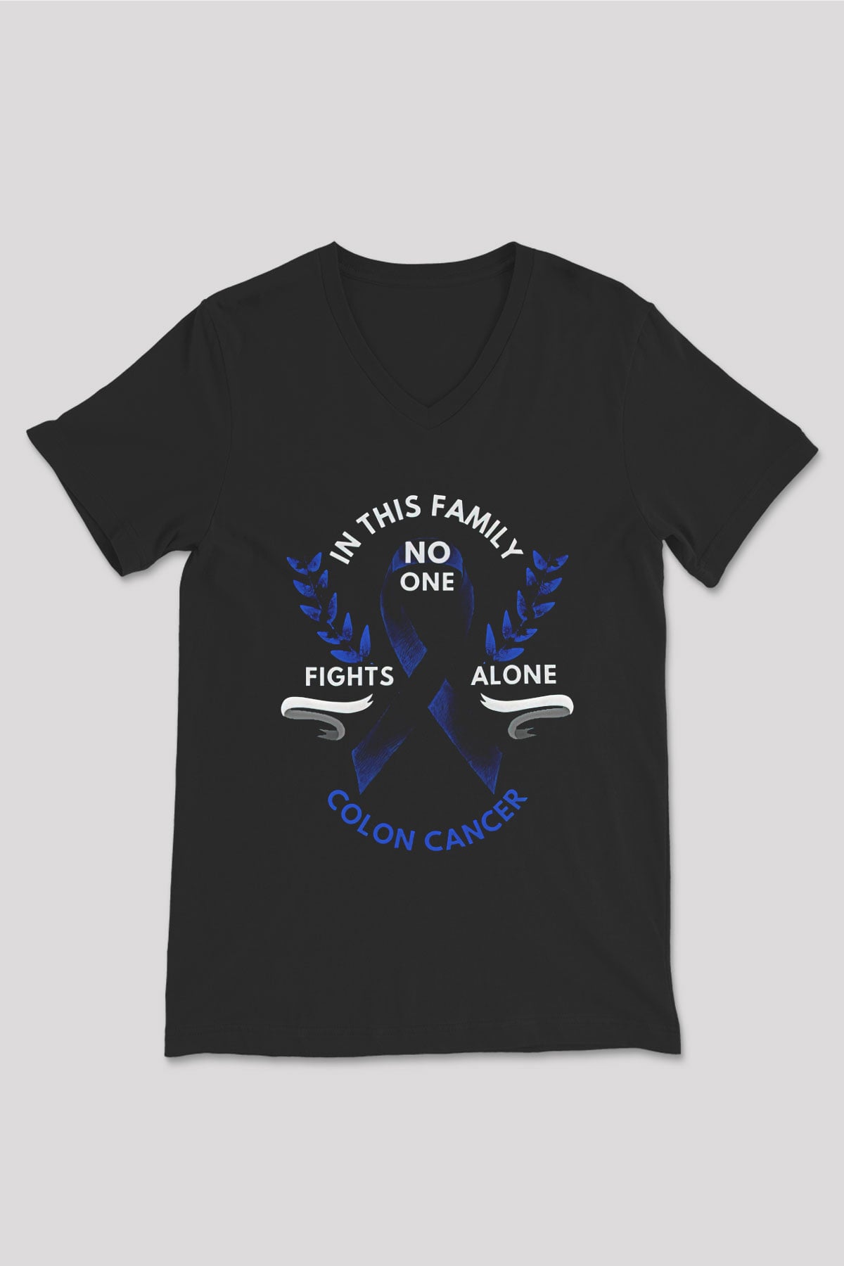 Kanser Günü Baskılı Unisex Siyah V Yaka Tişört - Tshirt