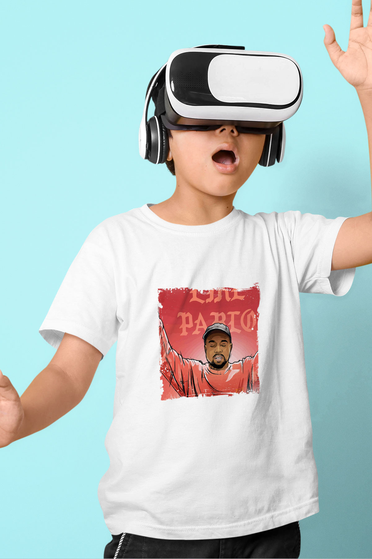 Kanye West Baskılı Unisex Beyaz Çocuk Tişört