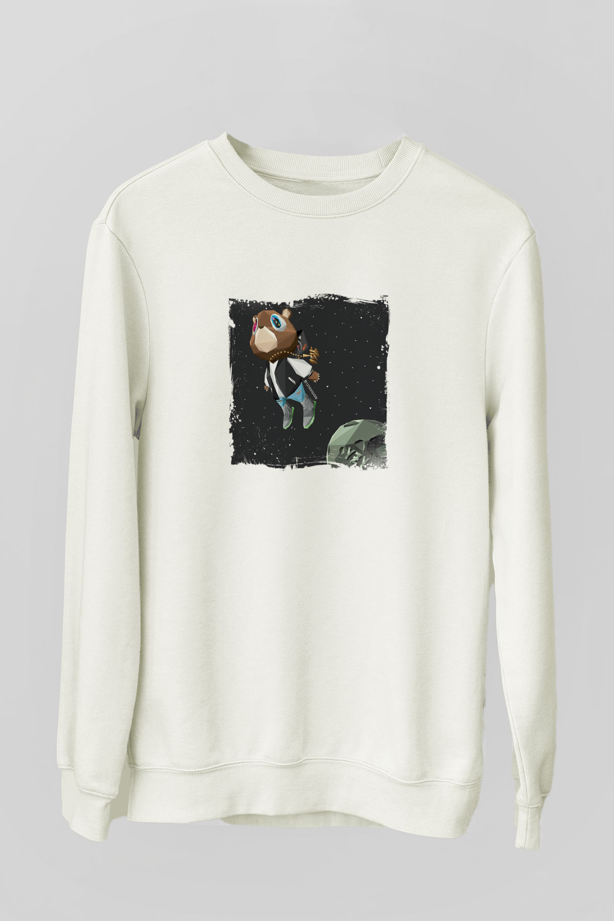 Kanye West Baskılı Unisex Beyaz Sweatshirt