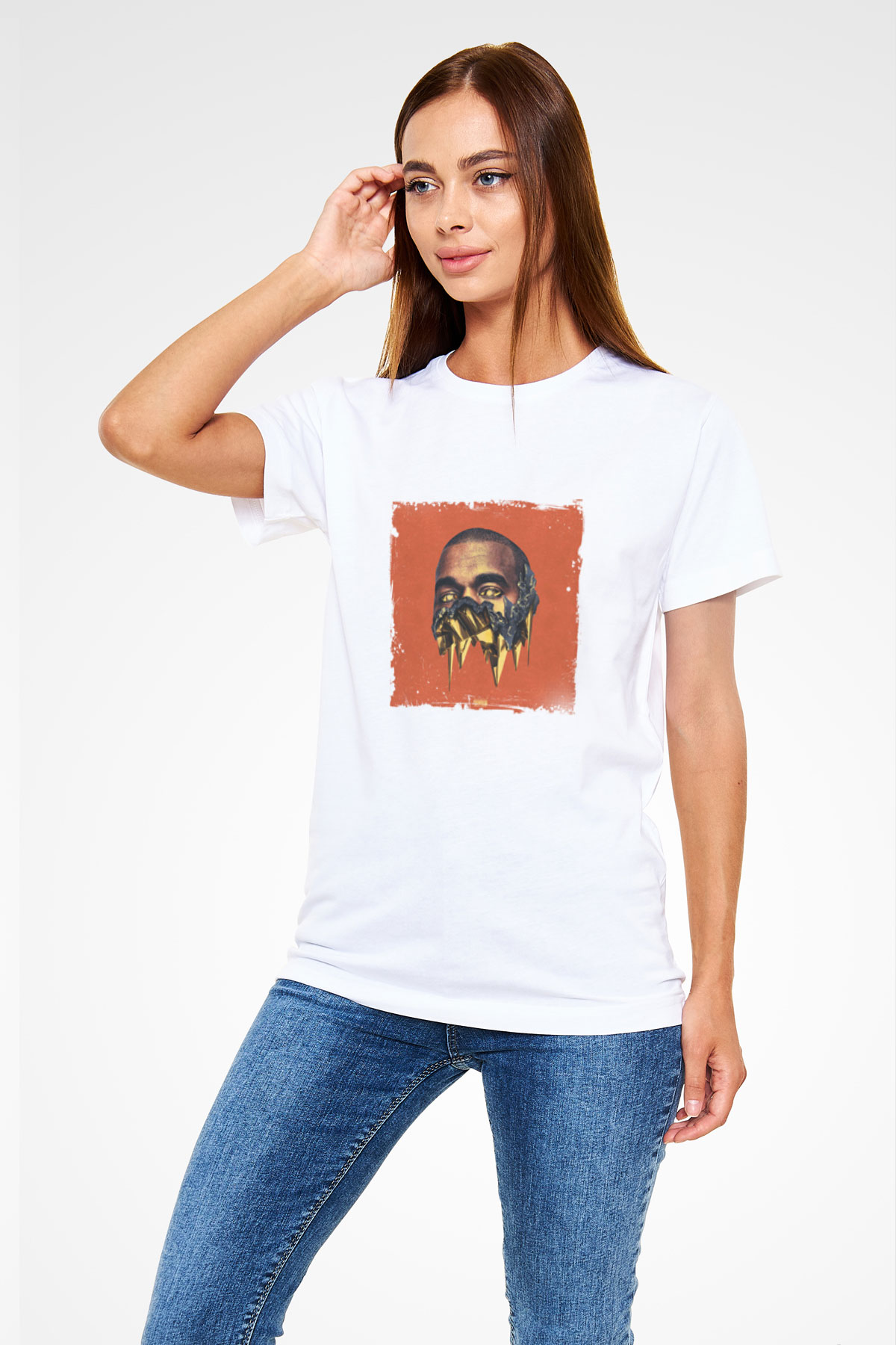 Kanye West Baskılı Unisex Beyaz Tişört