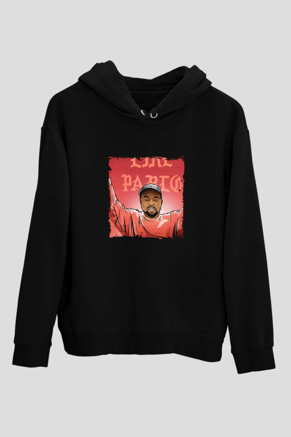 Kanye West Baskılı Unisex Siyah Hoodie