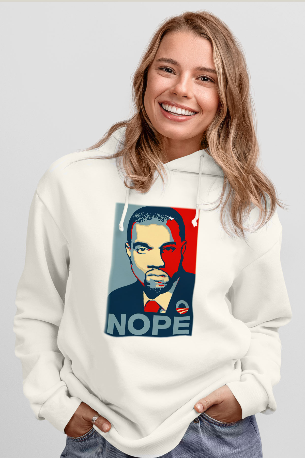 Kanye West Beyaz Unisex Kapşonlu Sweatshirt