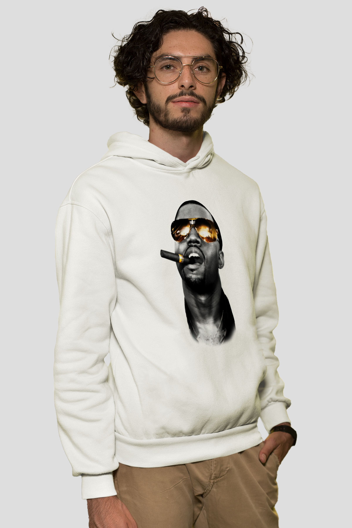 Kanye West Beyaz Unisex Kapşonlu Sweatshirt