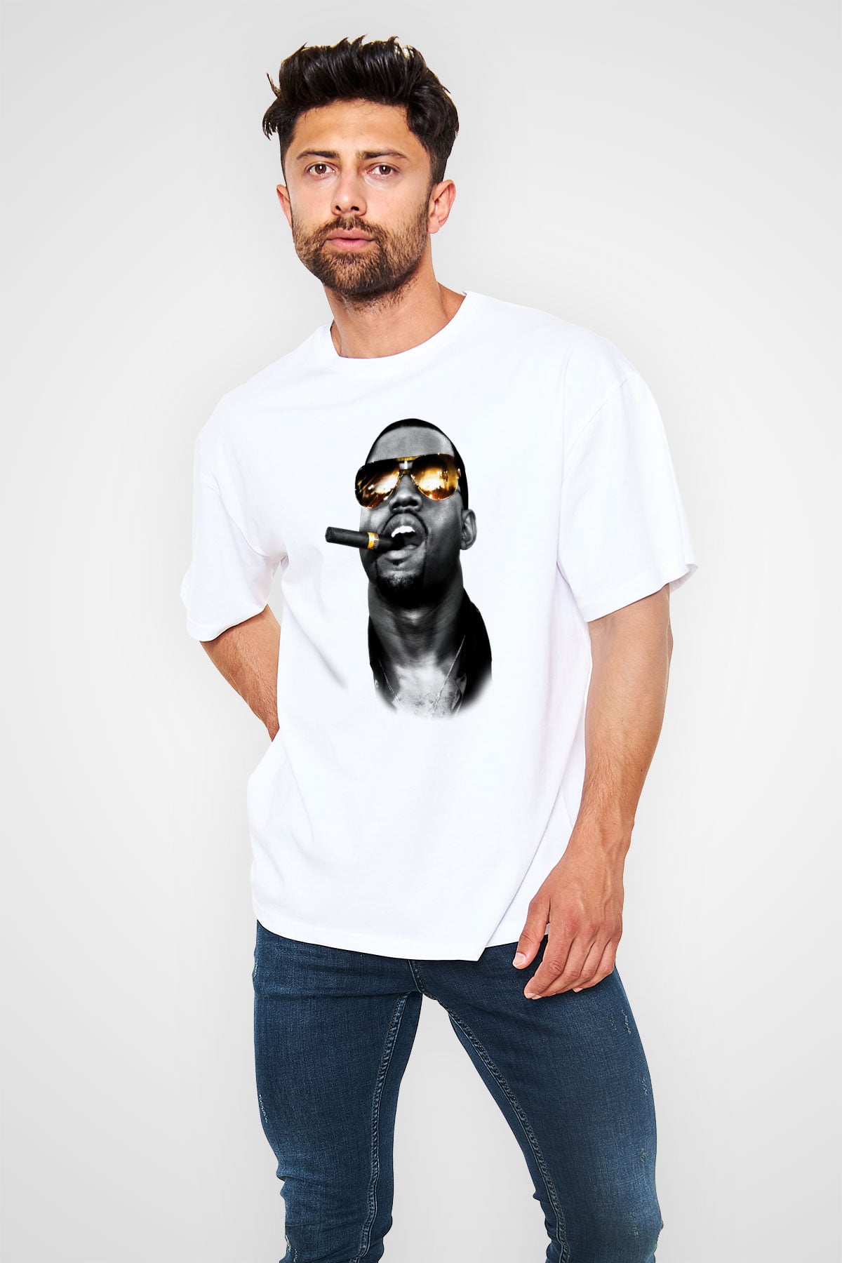 Kanye West Beyaz Unisex Oversize Tişört T-Shirt