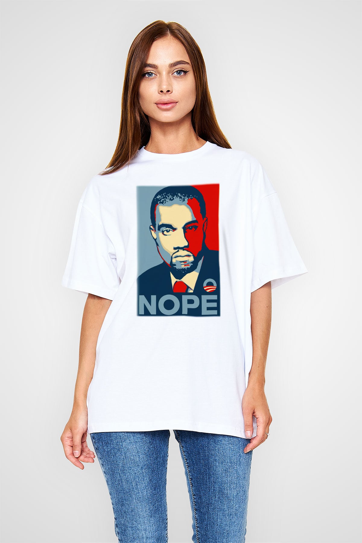 Kanye West Beyaz Unisex Oversize Tişört T-Shirt