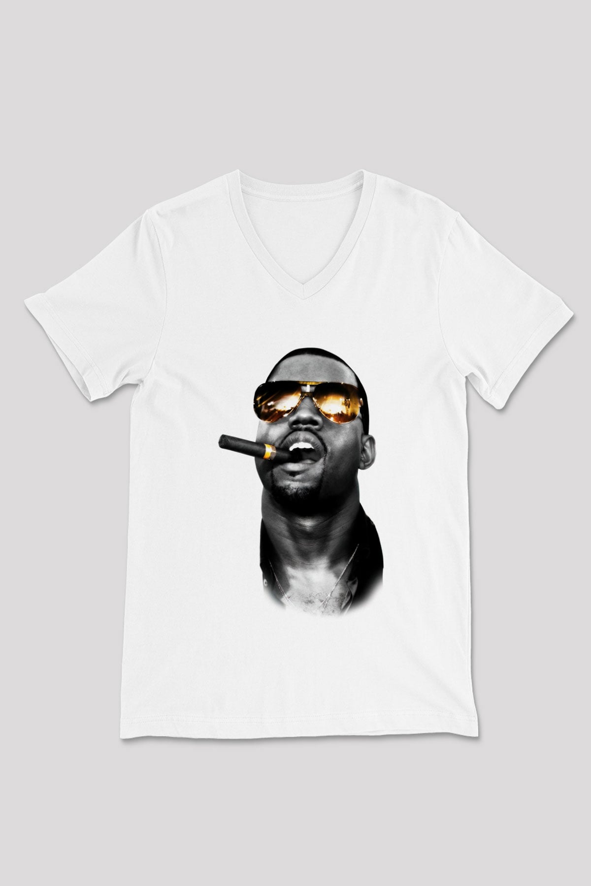 Kanye West Beyaz Unisex V Yaka Tişört T-Shirt