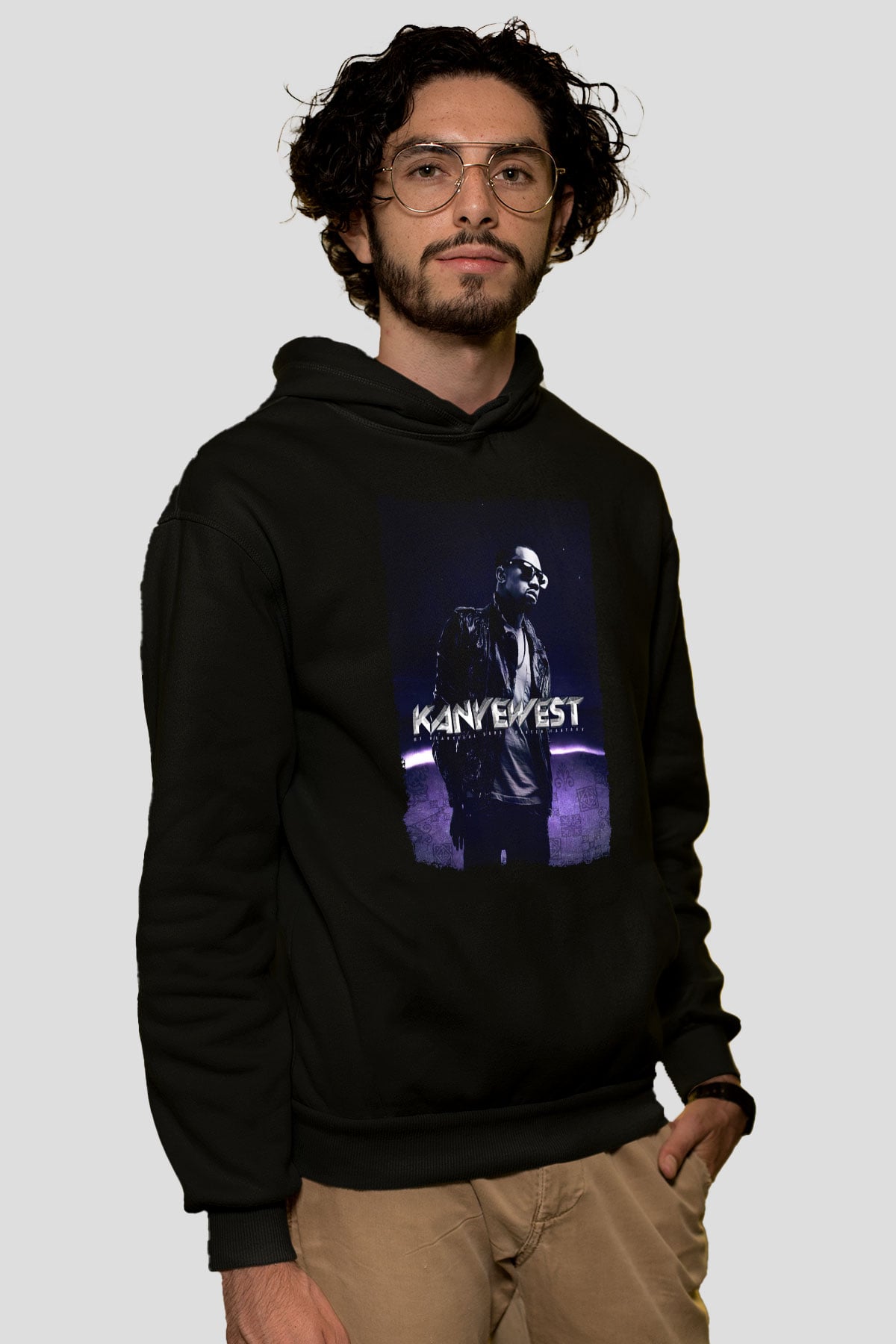 Kanye West Siyah Unisex Kapüşonlu Sweatshirt
