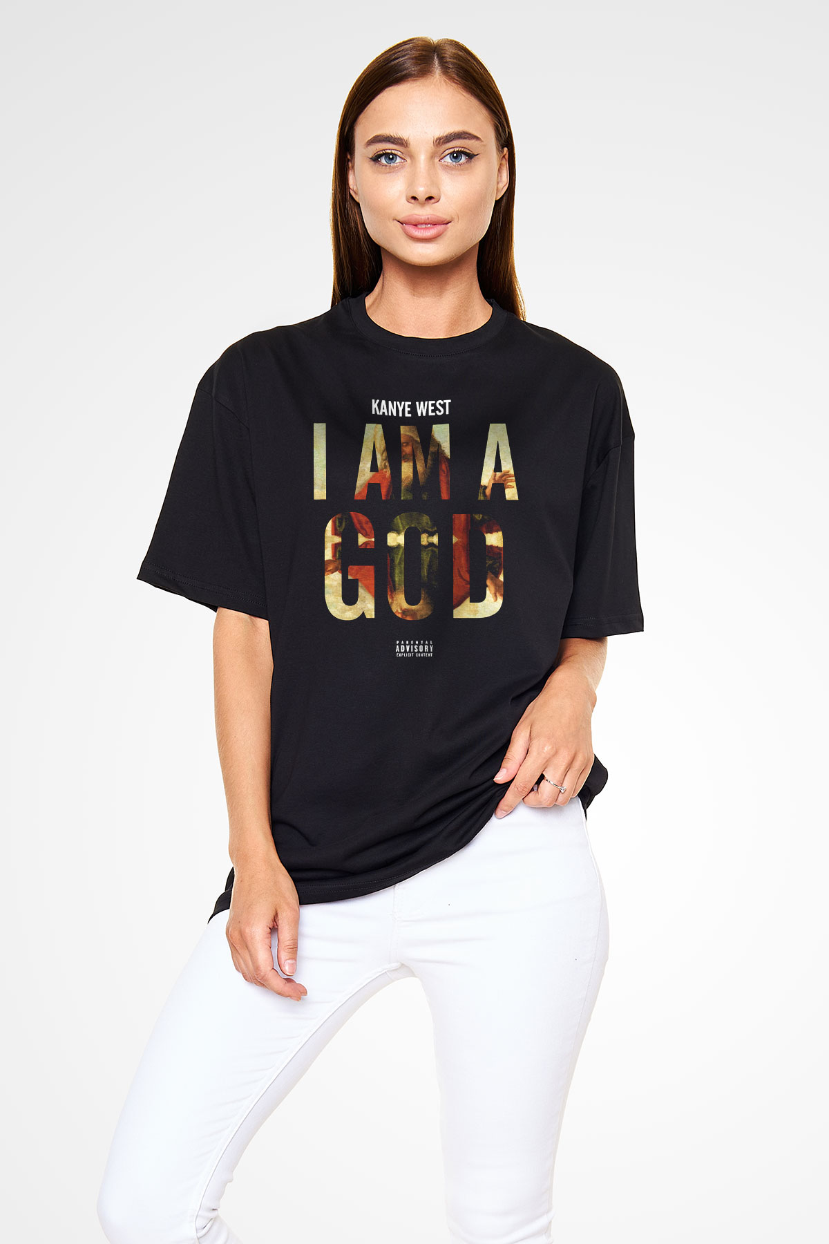 Kanye West Siyah Unisex Oversize Tişört T-Shirt