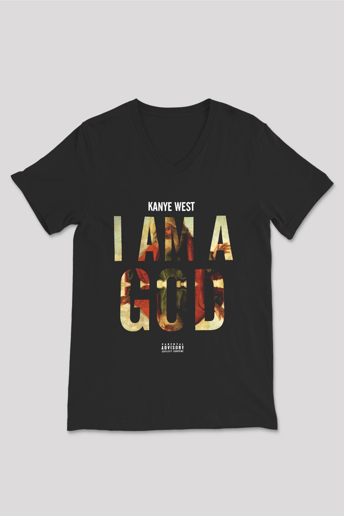 Kanye West Siyah Unisex V Yaka Tişört T-Shirt