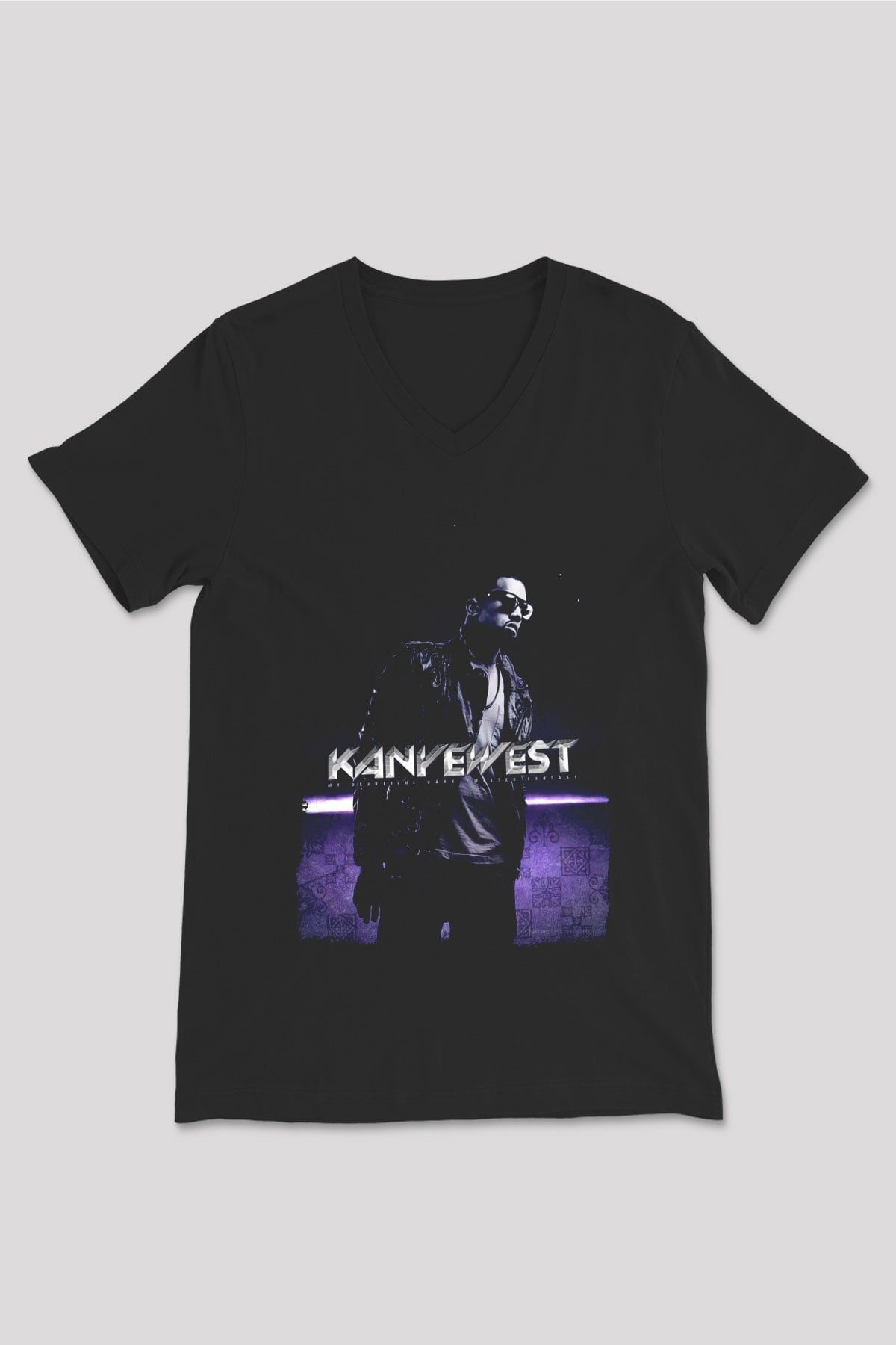 Kanye West Siyah Unisex V Yaka Tişört