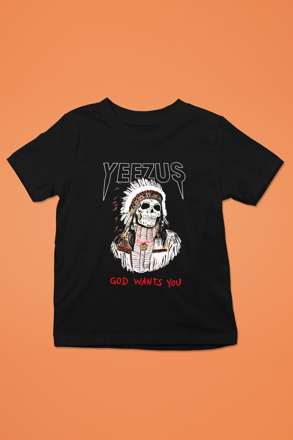 Kanye West Yeezus Baskılı Siyah Unisex Çocuk Tişört