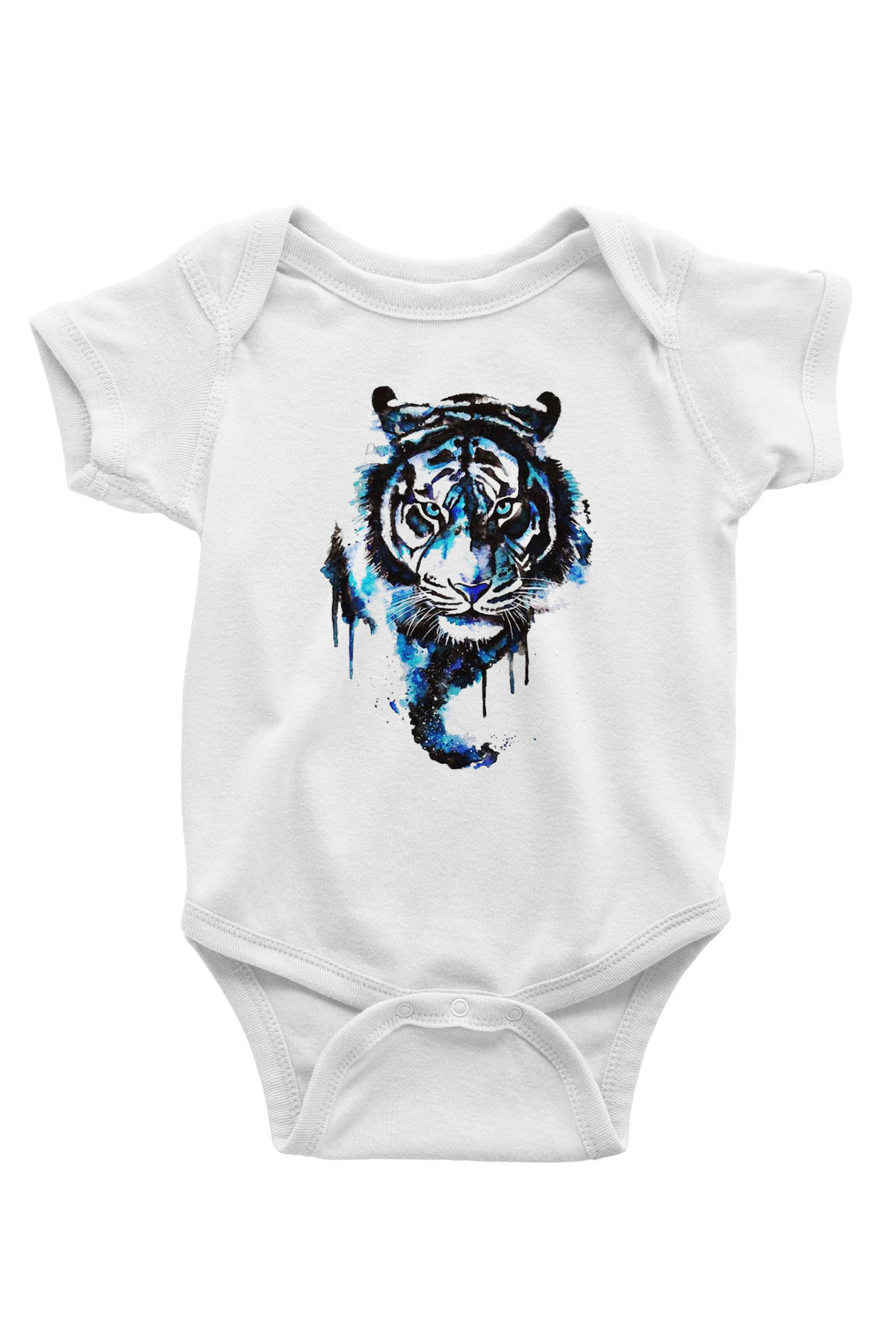 Kaplan Baskılı Beyaz Unisex Bebek Body - Zıbın