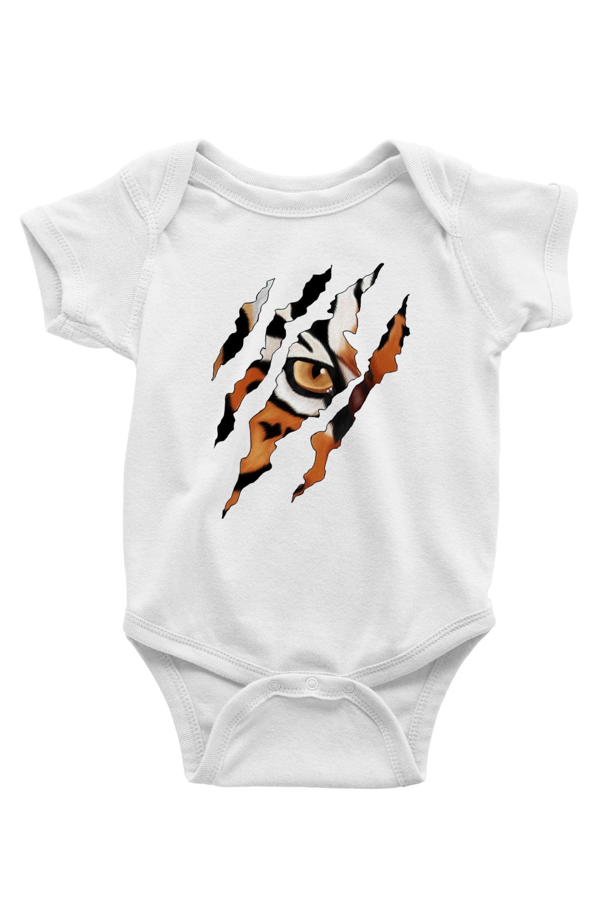 Kaplan Baskılı Beyaz Unisex Bebek Body - Zıbın