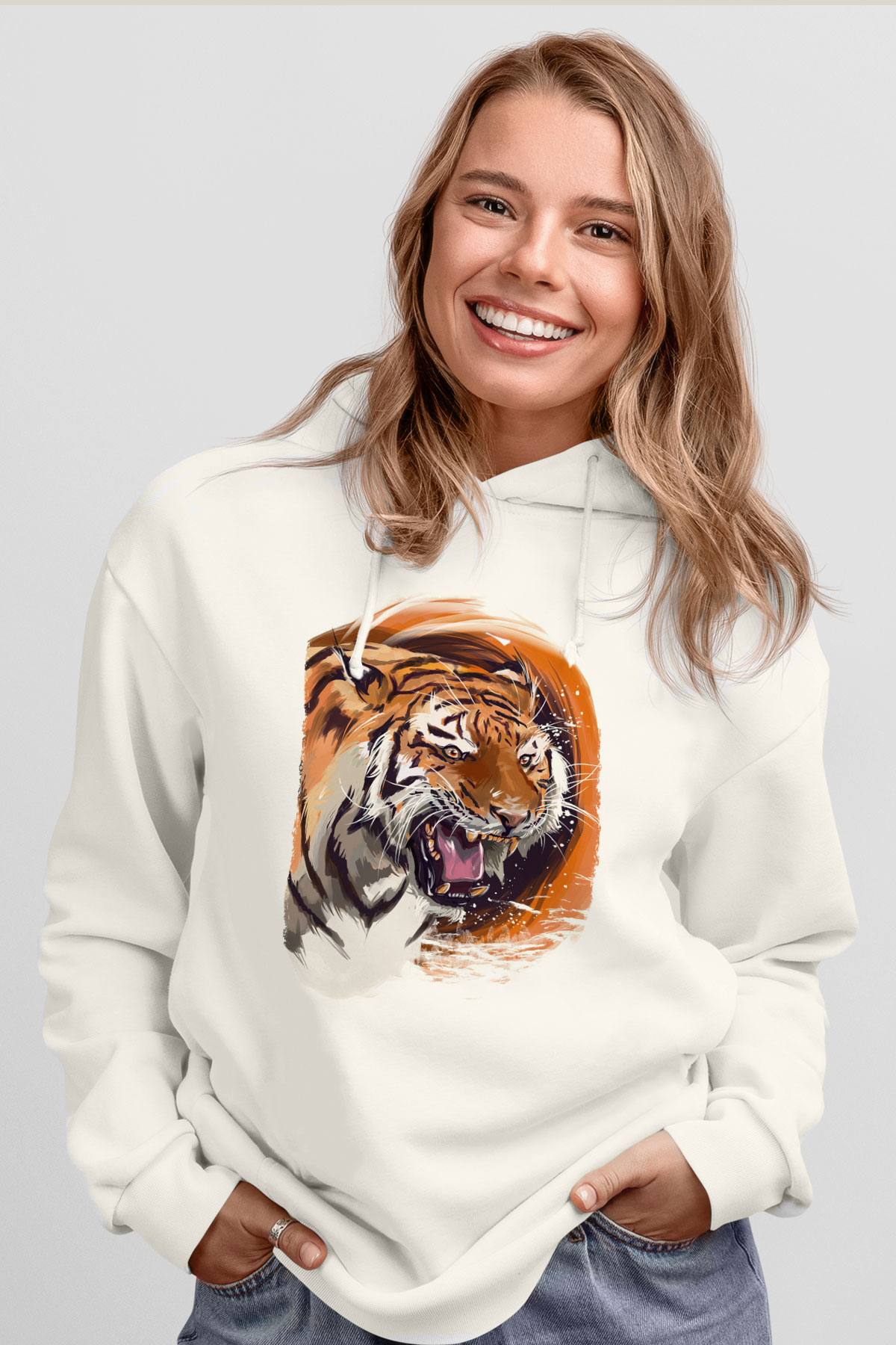 Kaplan Beyaz Unisex Hoodie