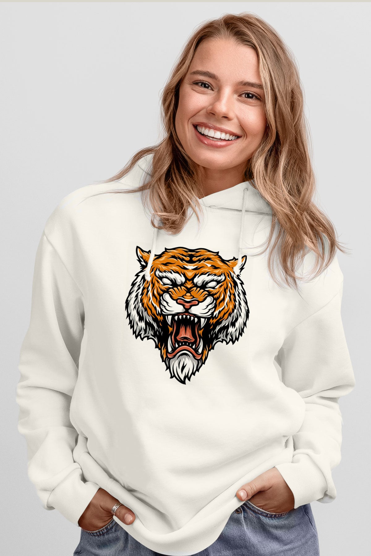 Kaplan Beyaz Unisex Hoodie