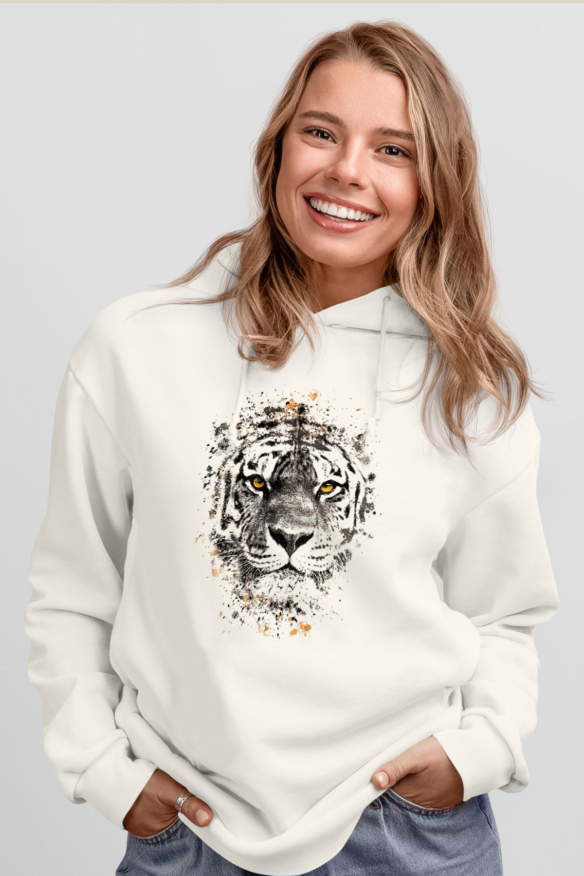 Kaplan Beyaz Unisex Hoodie