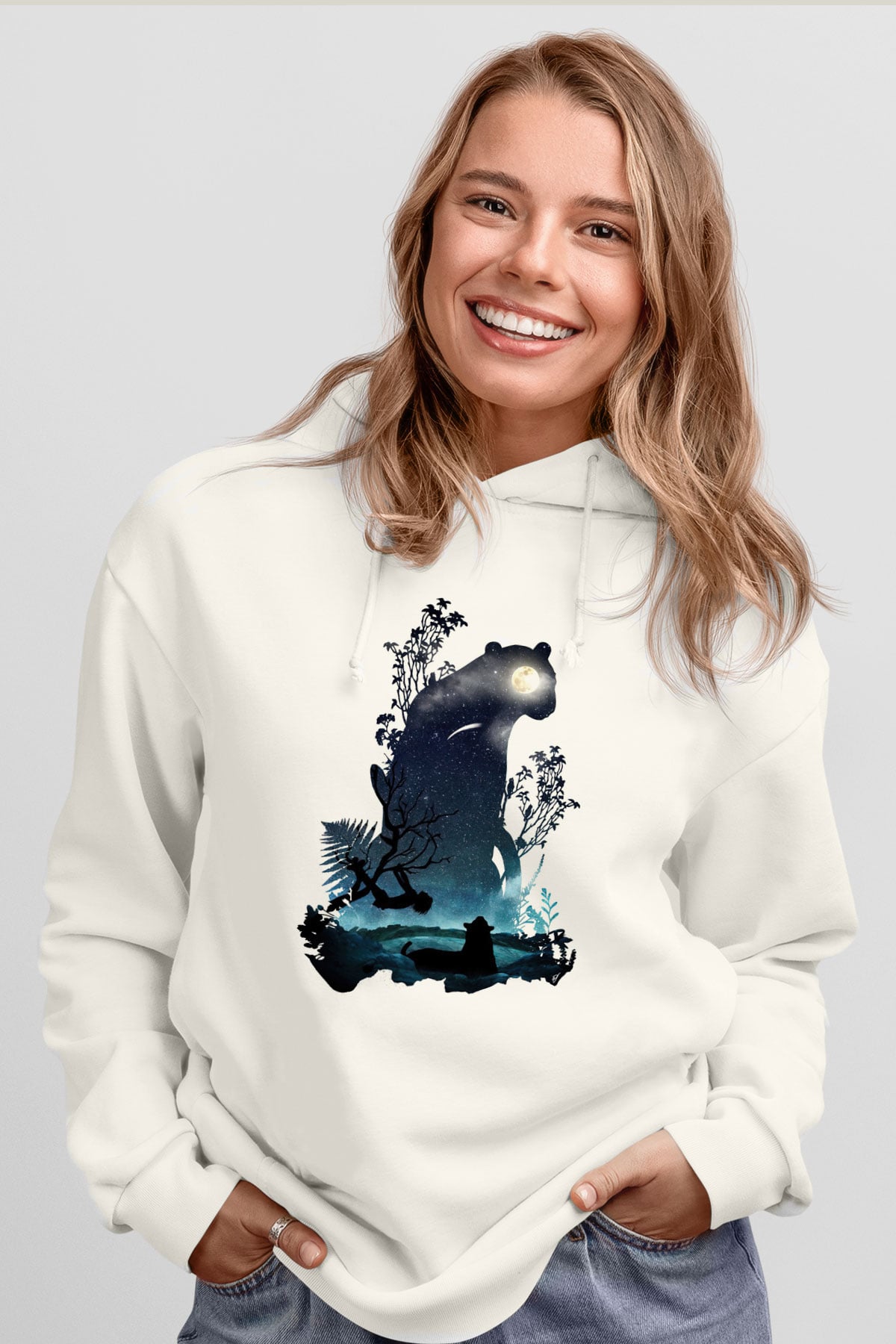 Kaplan Beyaz Unisex Hoodie