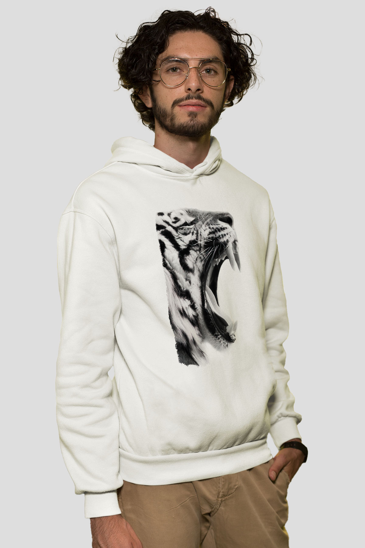 Kaplan Beyaz Unisex Hoodie