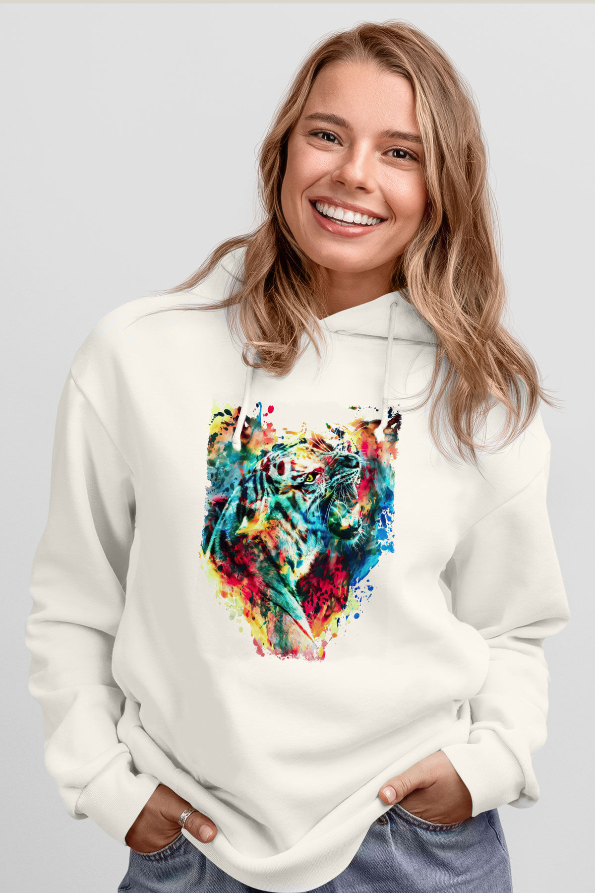 Kaplan Beyaz Unisex Hoodie