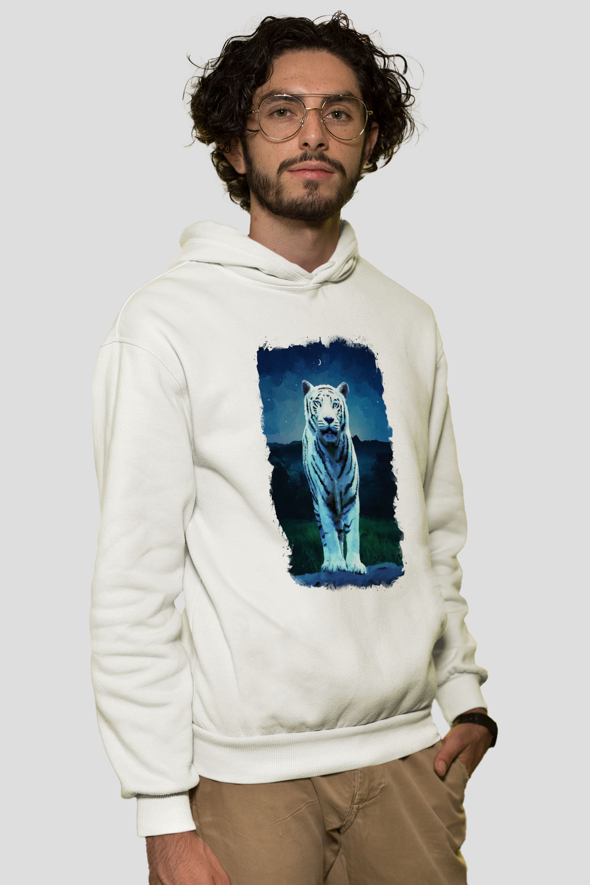 Kaplan Beyaz Unisex Hoodie