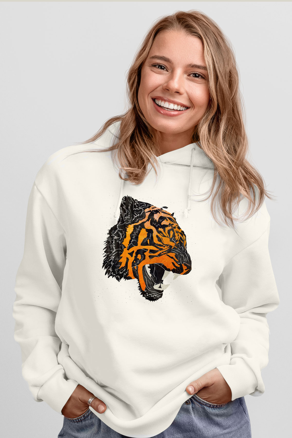 Kaplan Beyaz Unisex Hoodie