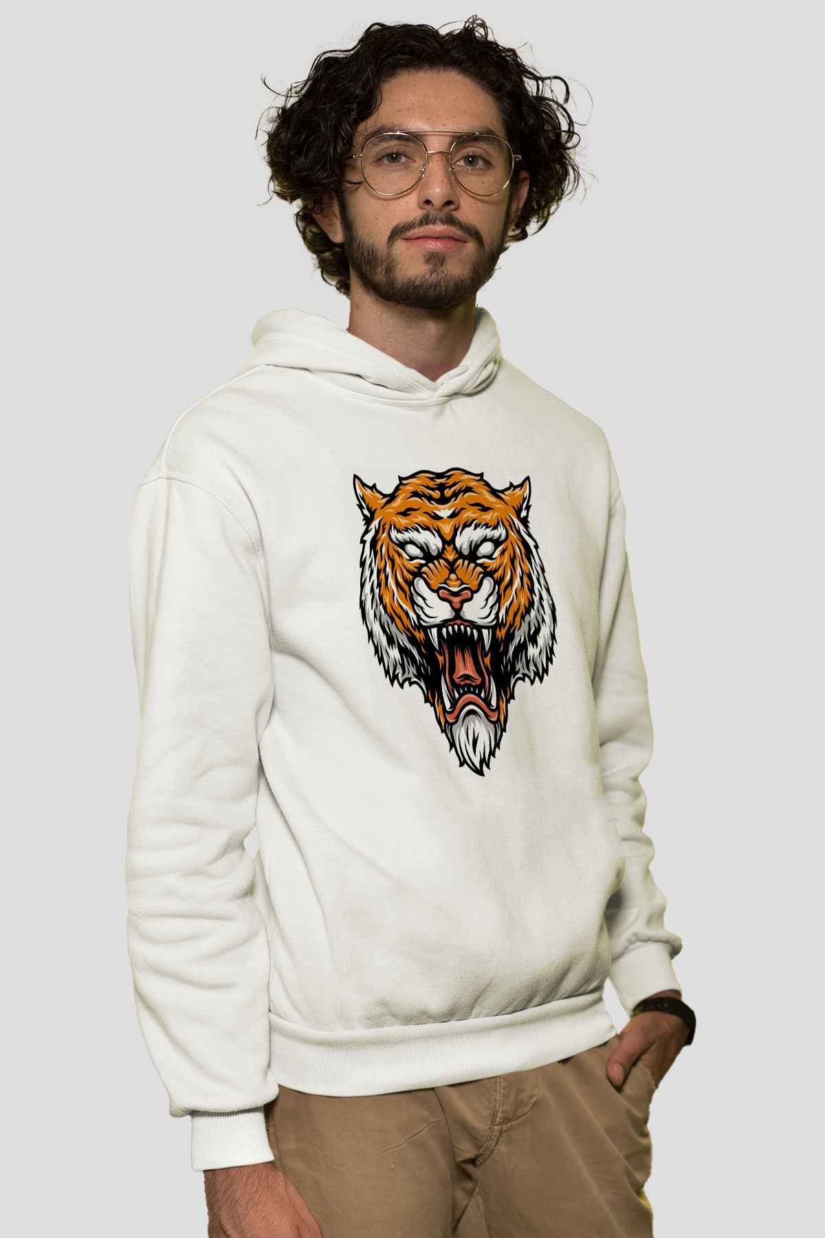 Kaplan Beyaz Unisex Hoodie