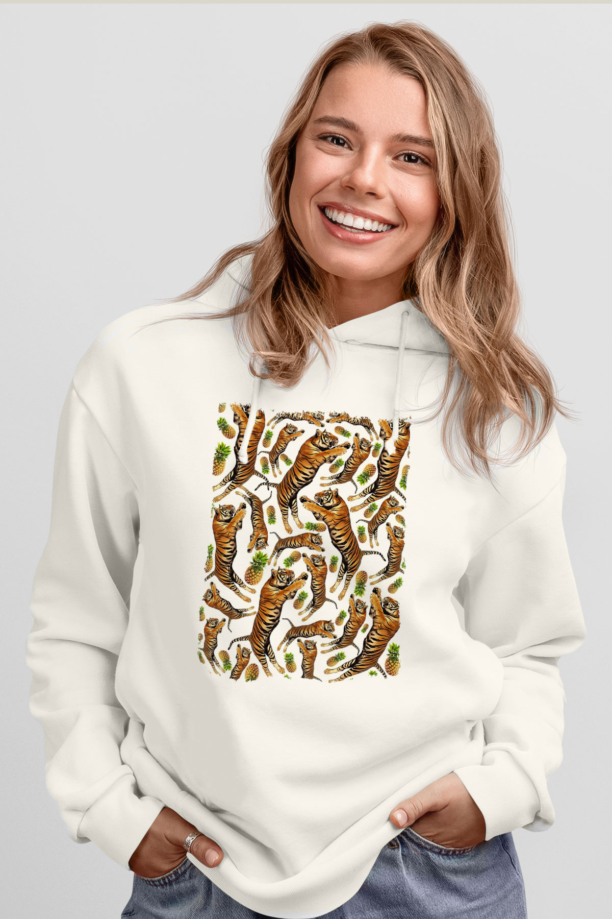 Kaplan Beyaz Unisex Hoodie